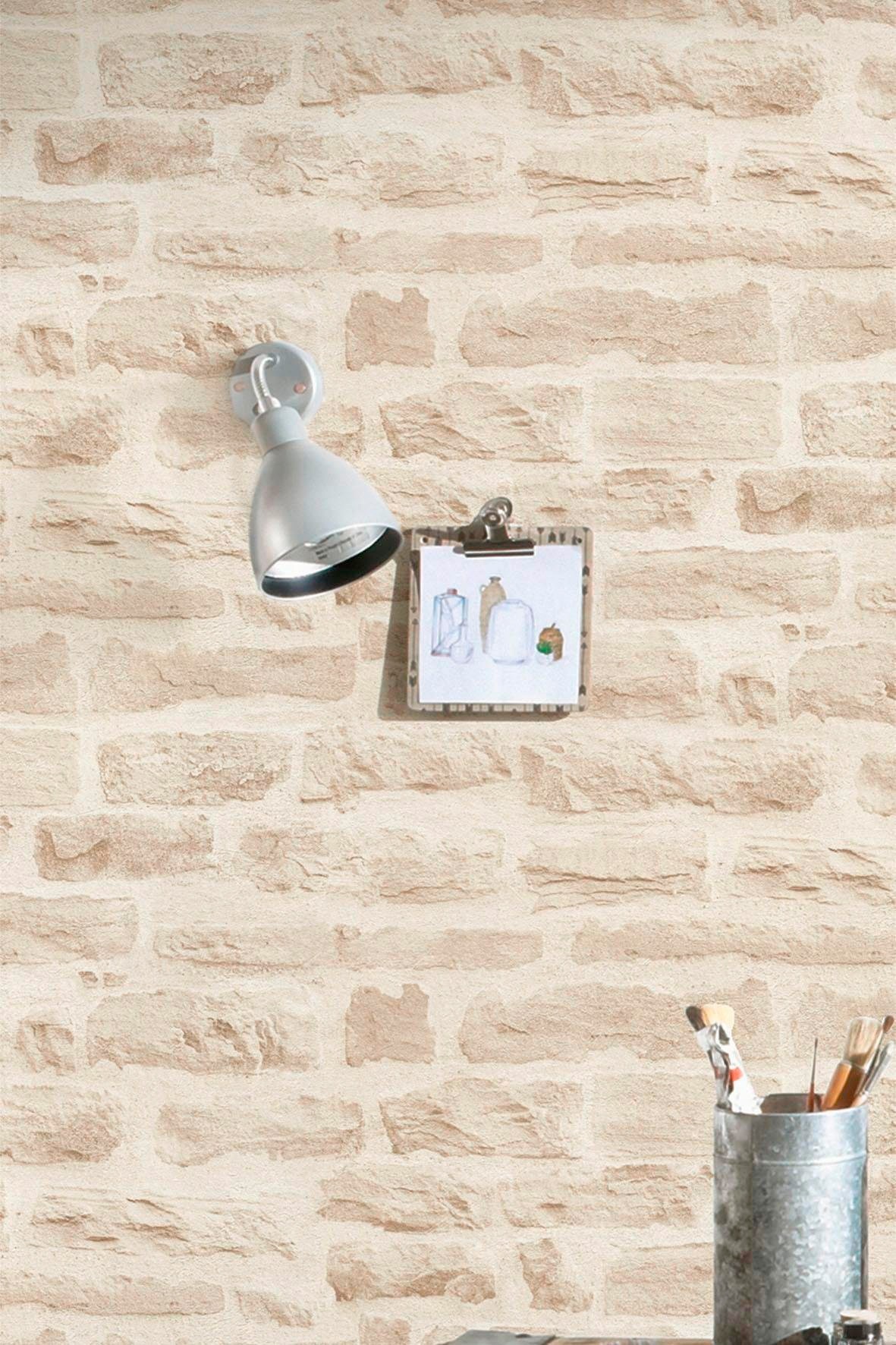 living walls Vliestapete »Best of Wood`n Stone«, Steinoptik-realistisch-urban, Struktur Tapete Stein Tapeten Wohnzimmer Schlafzimmer Küche Flur Optik
