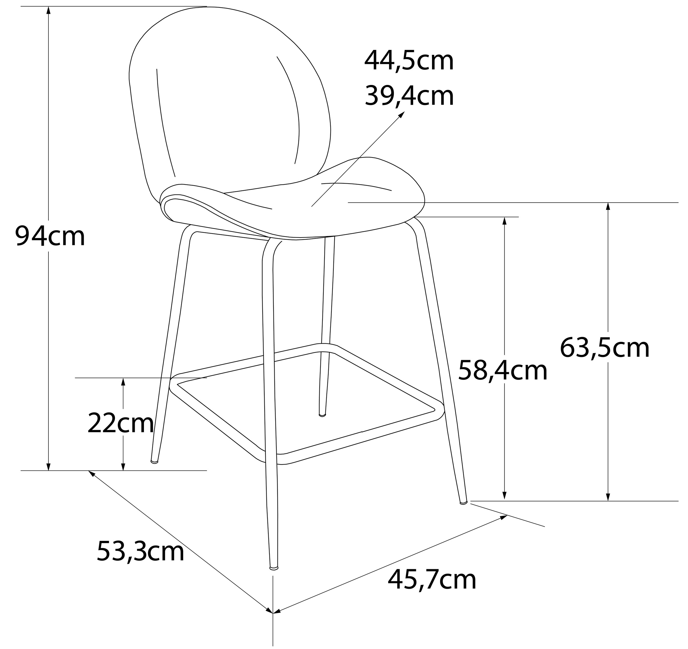 CosmoLiving by Cosmopolitan Barhocker »Astor«, (1 St.), Sitz und Rücken gepolstert, messingfarbenenes Gestell, Sitzhöhe 63 cm