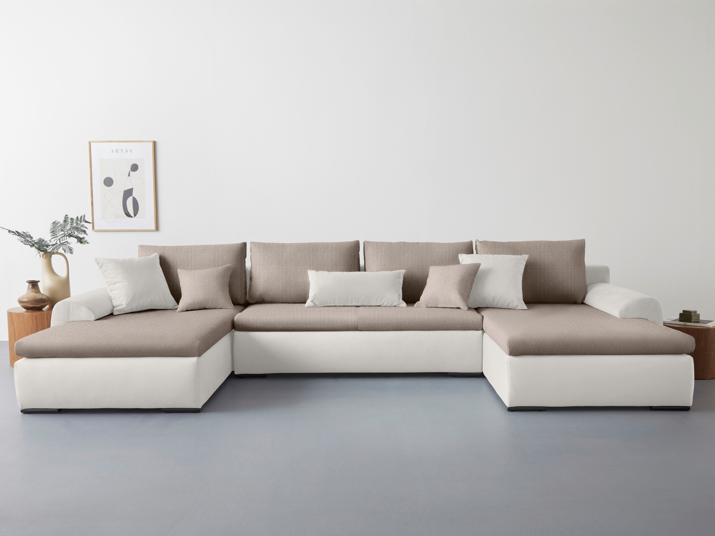 Home affaire Wohnlandschaft »Win U-Form«, wahlweise mit Bettfunktion und Bettkasten