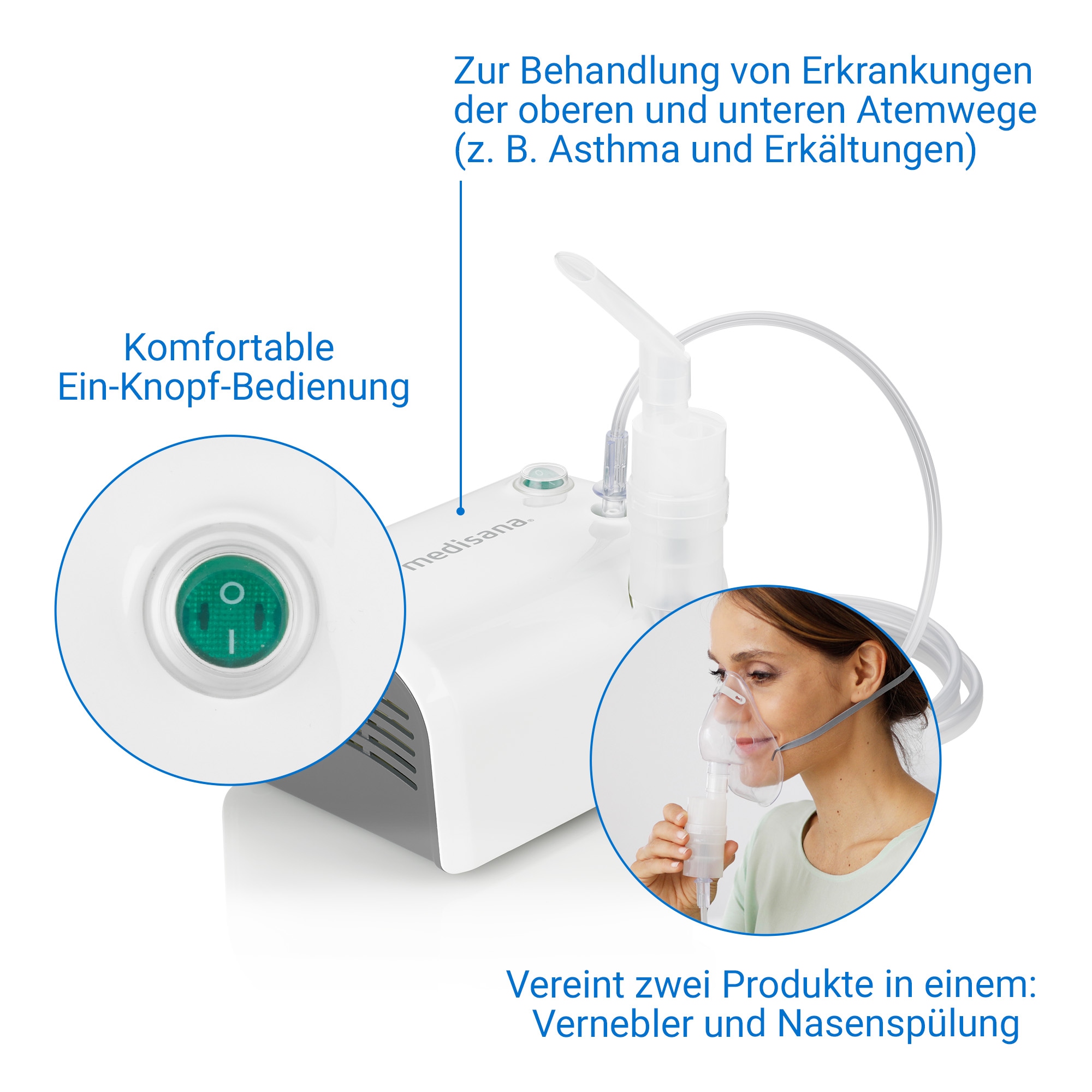 Medisana Inhalationsgerät »IN 520« Kompressor-Drucklufttechnologie, für Behandlung der Atemwege + Zubehör