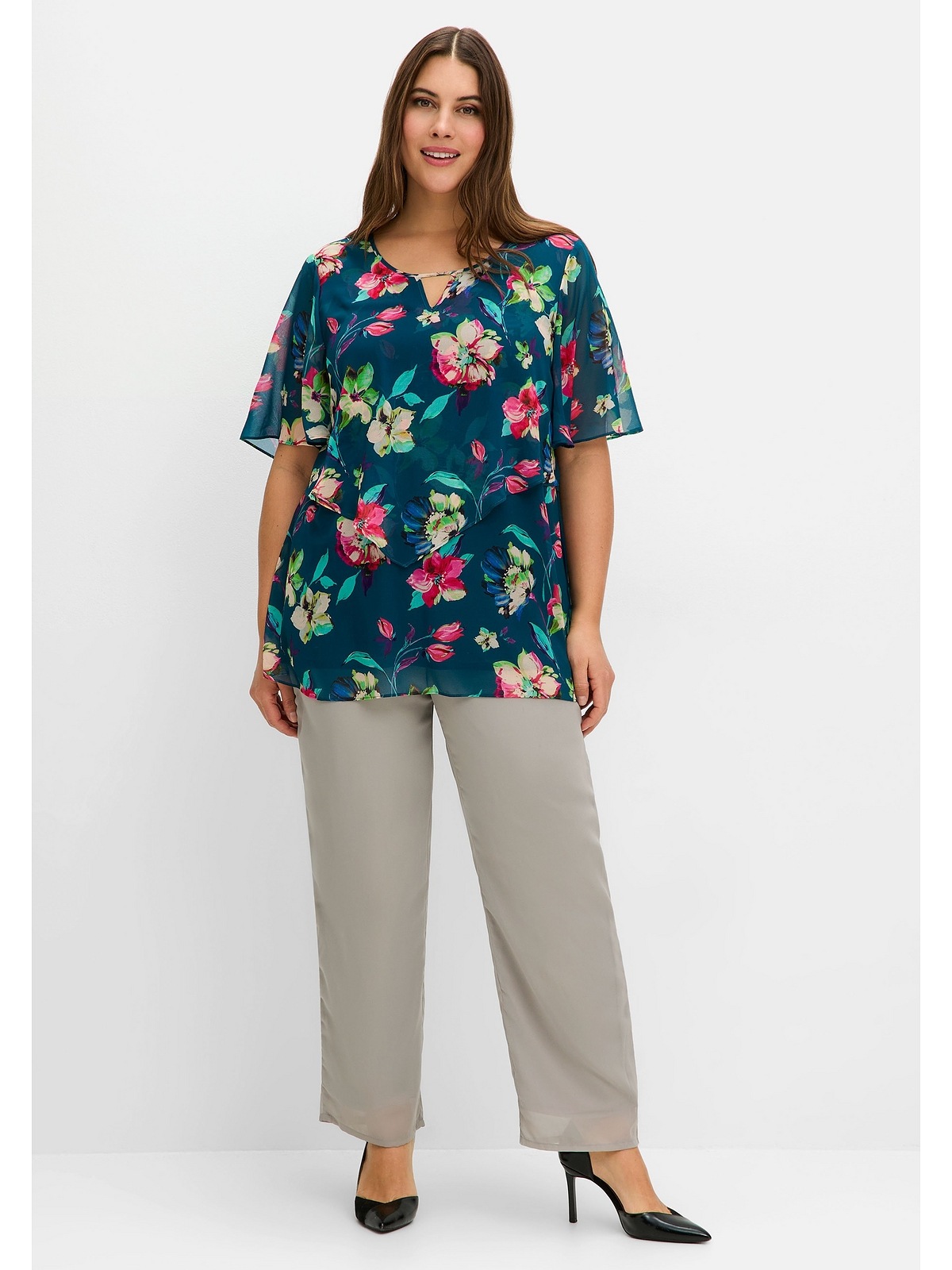 Sheego Chiffontunika »Große Größen«, mit Blumenprint, im Lagenlook