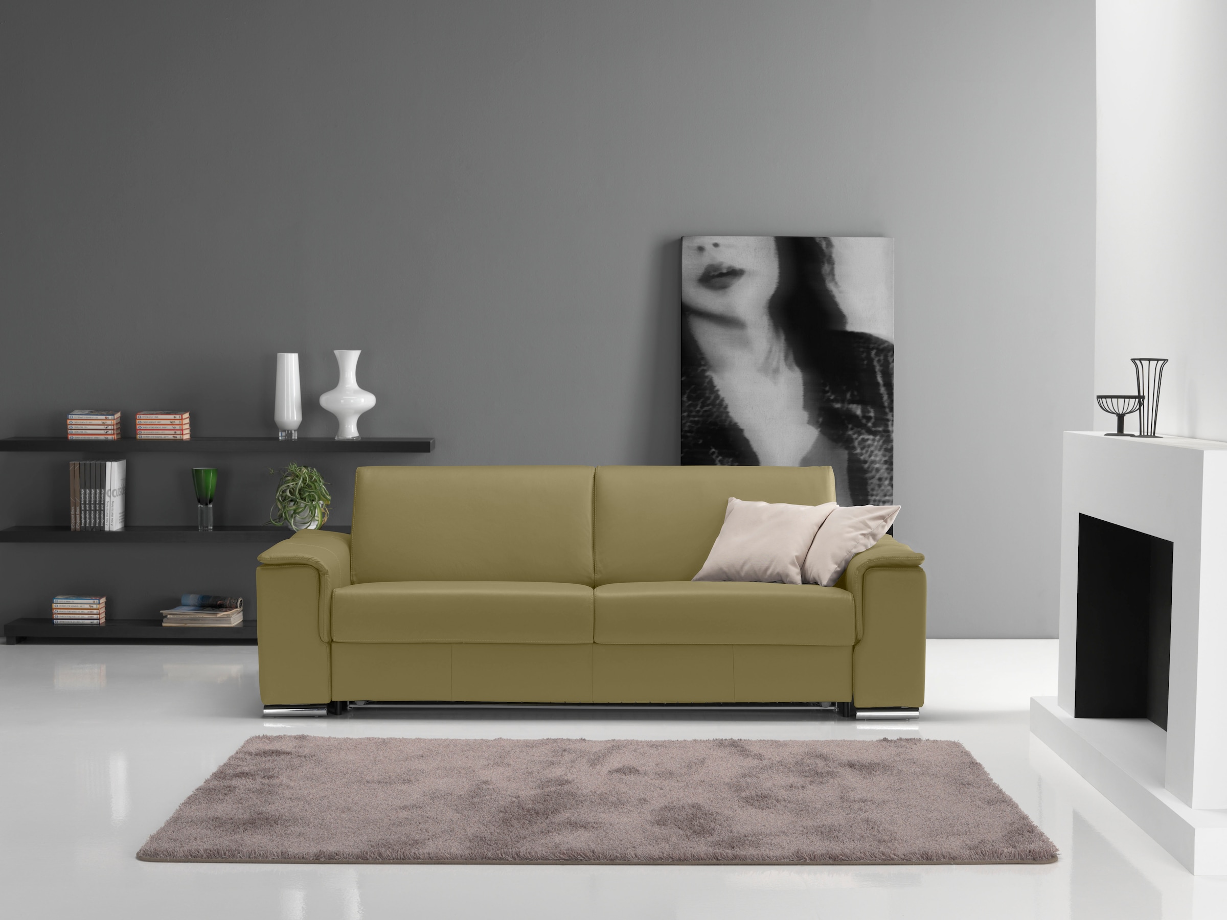 Egoitaliano 2,5-Sitzer "Cecilia, modern & elegant, erstklassiger Sitzkomfort, Breite 234cm" mit verchromten Metallfüßen