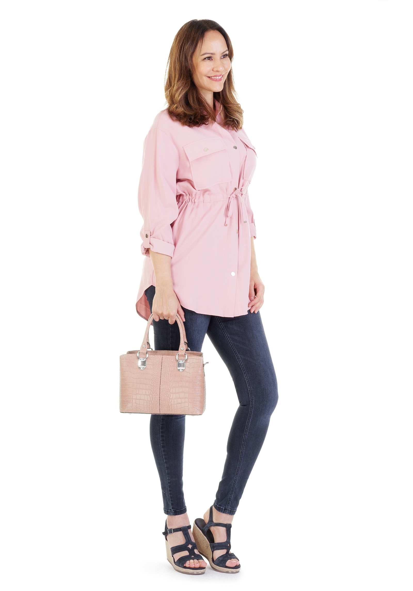 Cluty Umhängetasche, echt Leder, Made in Italy