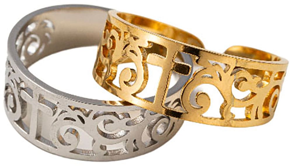 Firetti Ring-Set »Multipack Schmuck Geschenk Edelstahl Damenring Herrenring Kreuz«, (Set, 2 tlg.), Made in Germany