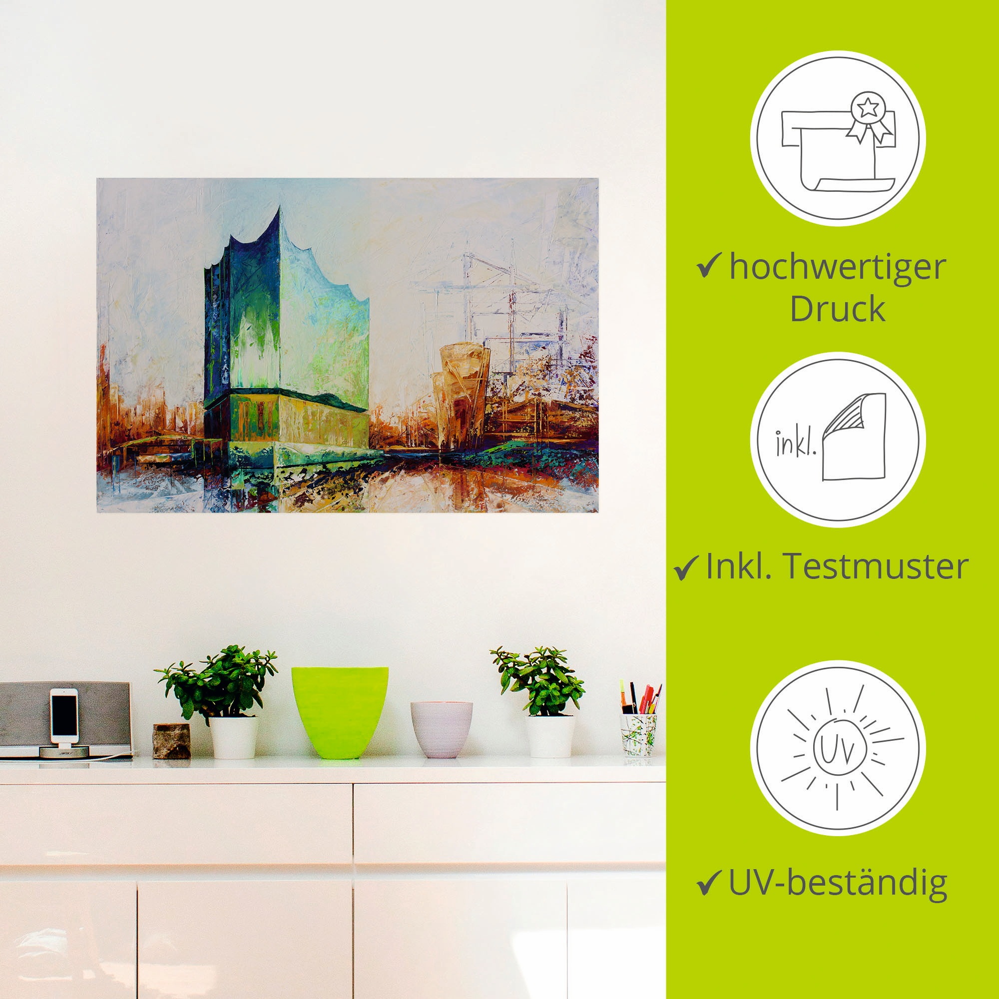 Artland Wandbild »Elbharmonie Hamburg«, Deutschland, (1 St.), als Leinwandbild, Wandaufkleber in verschied. Größen