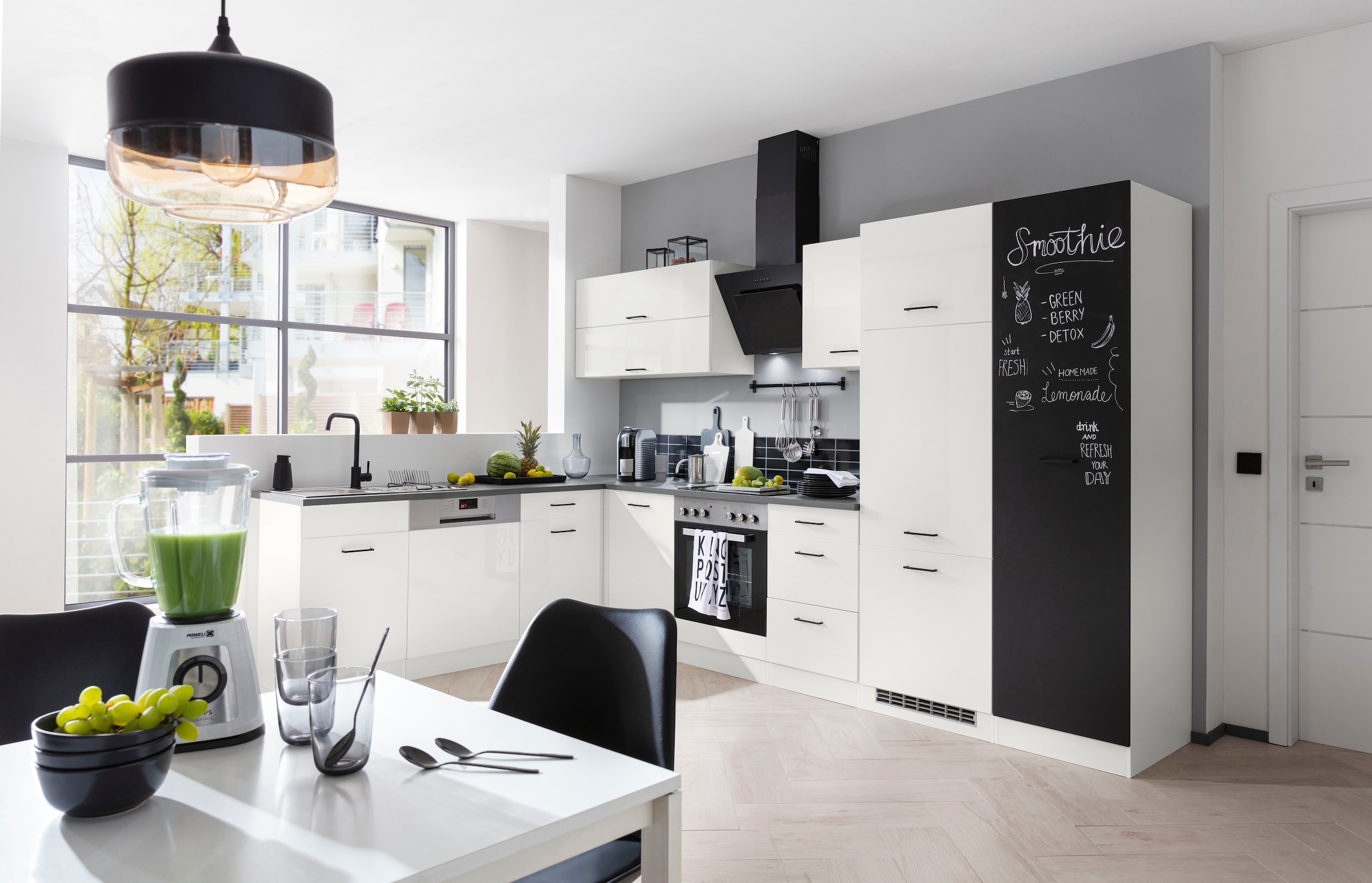 KOCHSTATION Küchenzeile »KS-Trier« mit E-Geräten, Stellbreite 220/330 cm