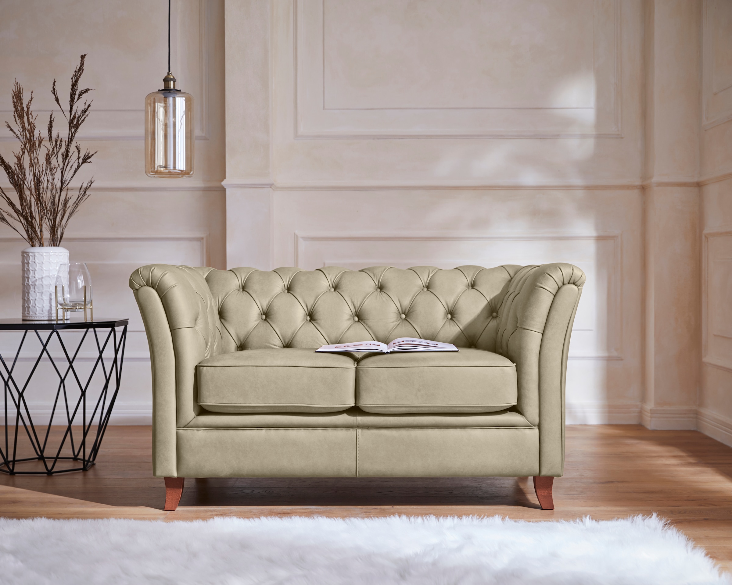 Home affaire Chesterfield-Sofa "Reims", mit echter Chesterfield-Knopfheftung, hochwertige Verarbeitung