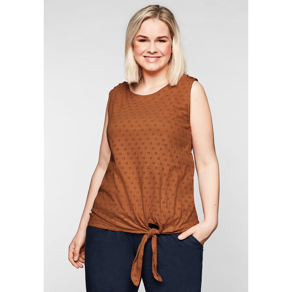 Damenmode Tops Sheego Trägertop »Top«, zum Knoten, in luftigem Ajourmuster karamell Damenmode Tops Sheego Trägertop »Top«, zum Knoten, in luftigem Ajourmuster karamell