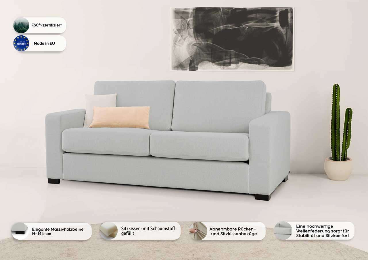 Home affaire 2-Sitzer »Branwell«, (175 St.), Breite 175 cm, Struktur fein, mit Wellenunterfederung