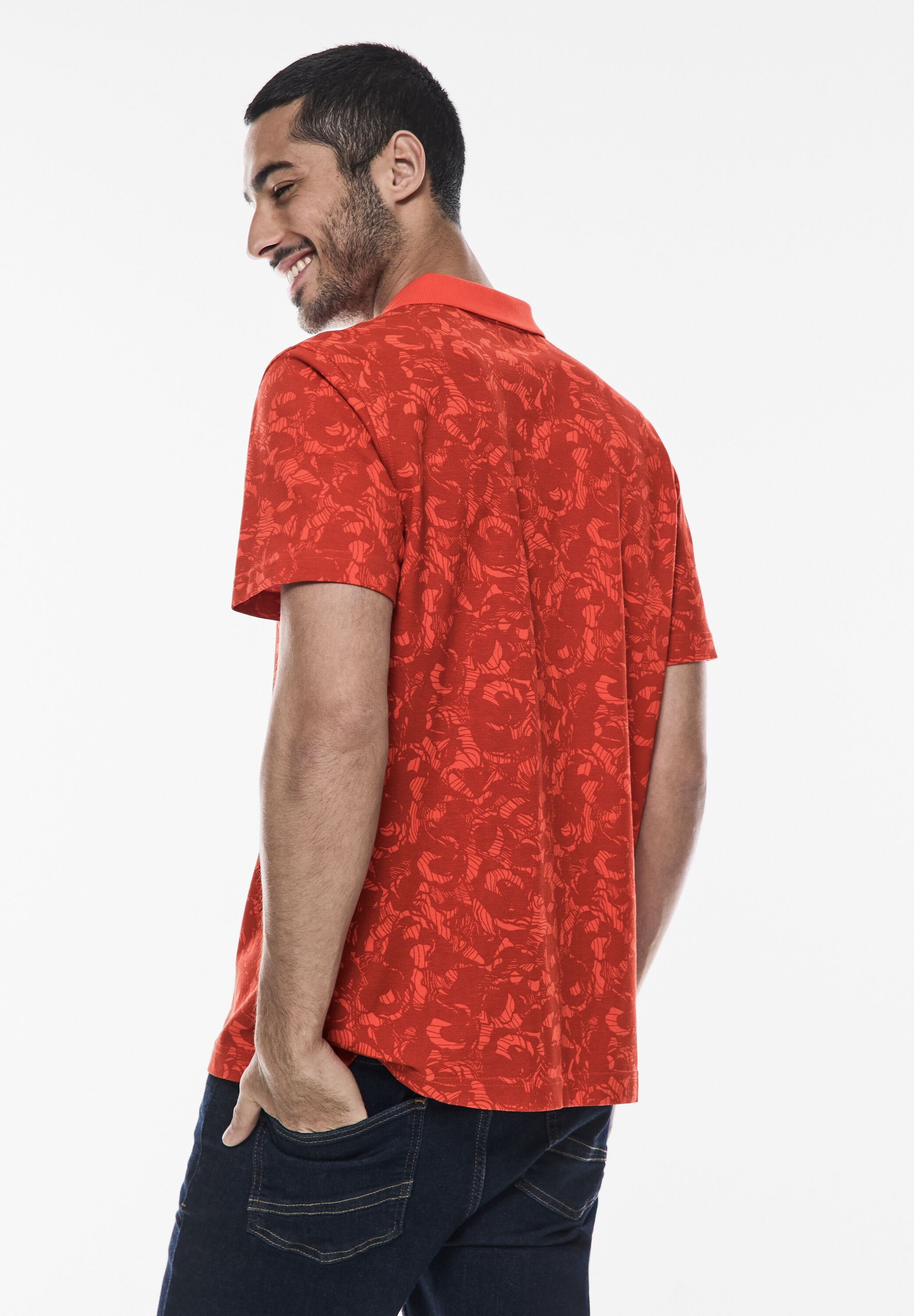 STREET ONE MEN Poloshirt, mit allover Print günstig online kaufen