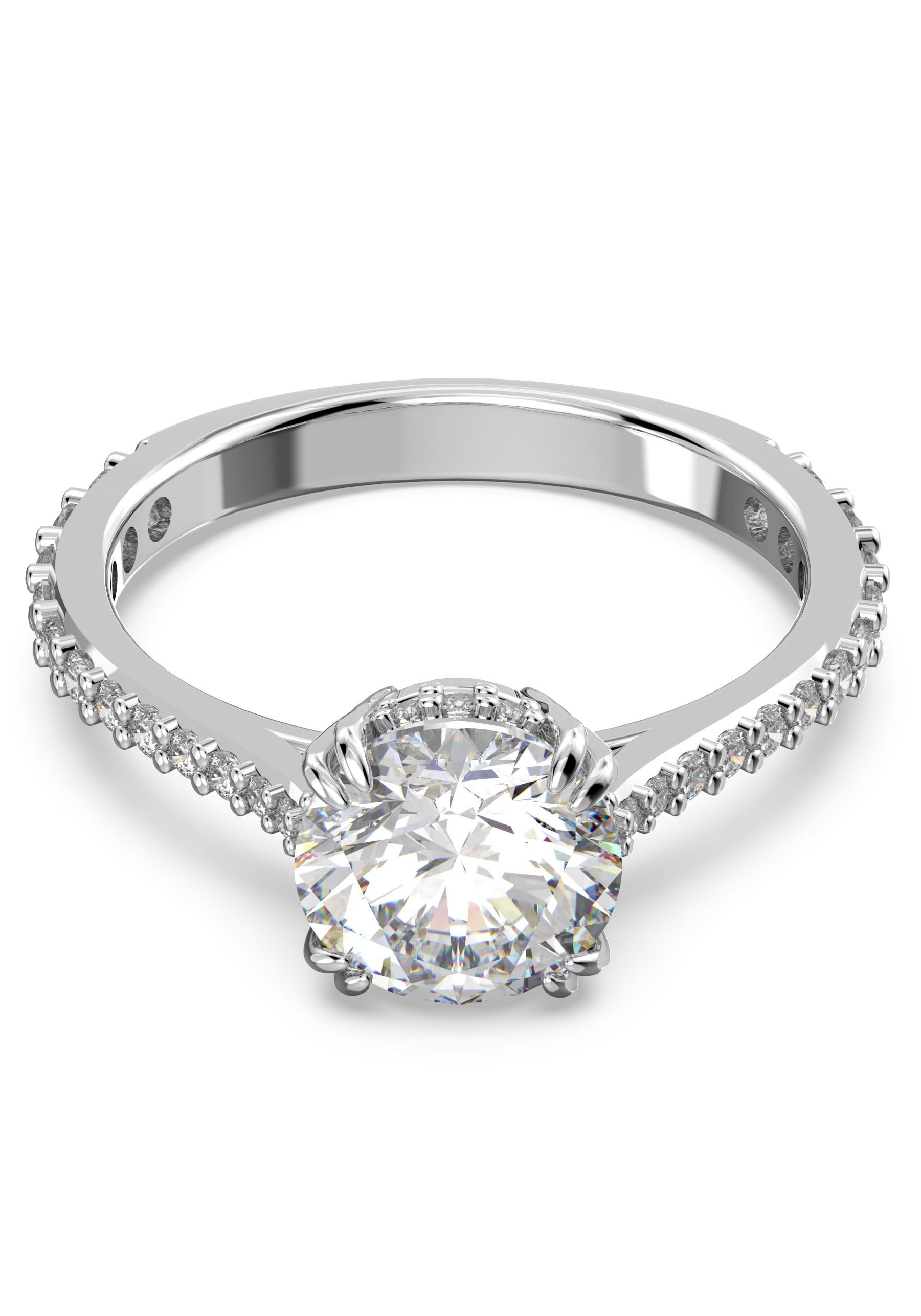Fingerring SWAROVSKI "Stilla Round Cocktail" Gr. 52, silber (metallfarben, kristallweiß), Fingerringe, Damen, 52, Metall, Fingerring, mit Swarovski Kristall 3
