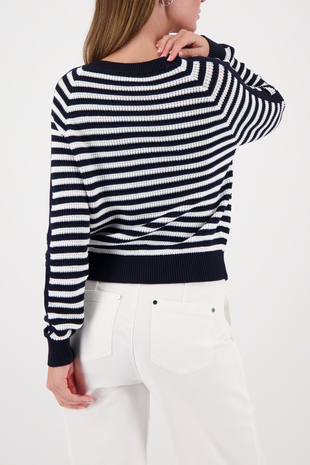 Monari Strickpullover Rundhalsausschnitt, Regular Fit, Streifendetail am Är günstig online kaufen