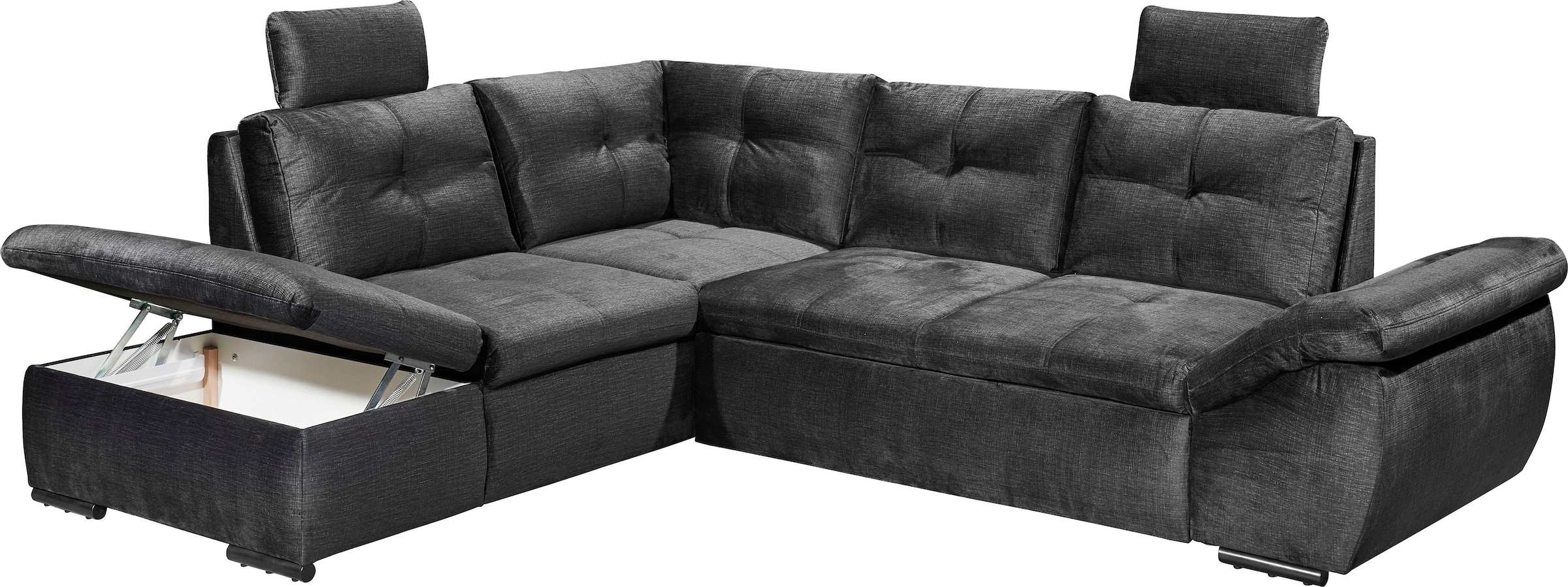ED EXCITING DESIGN Ecksofa »Alija L-Form«, mit Bettfunktion, Bettkasten, Armteilverstellung & Kopfstützen