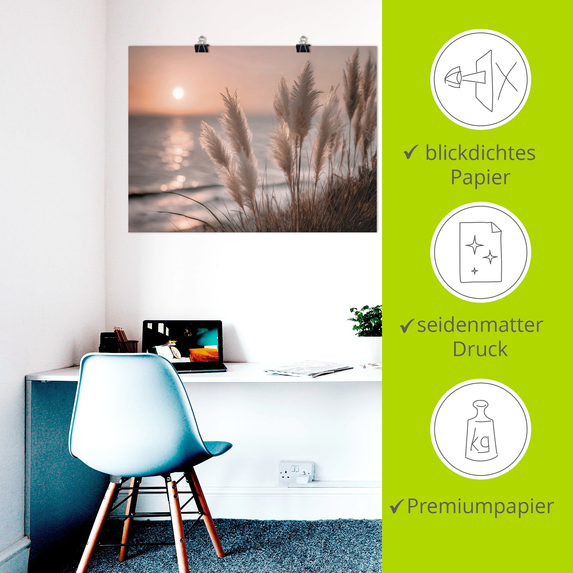 Artland Wandbild »Küstenträume im Abendwind« Gräser 1 Stk. tlg. als Alubild, Leinwandbild, Poster, Wandaufkleber in verschied. Größen