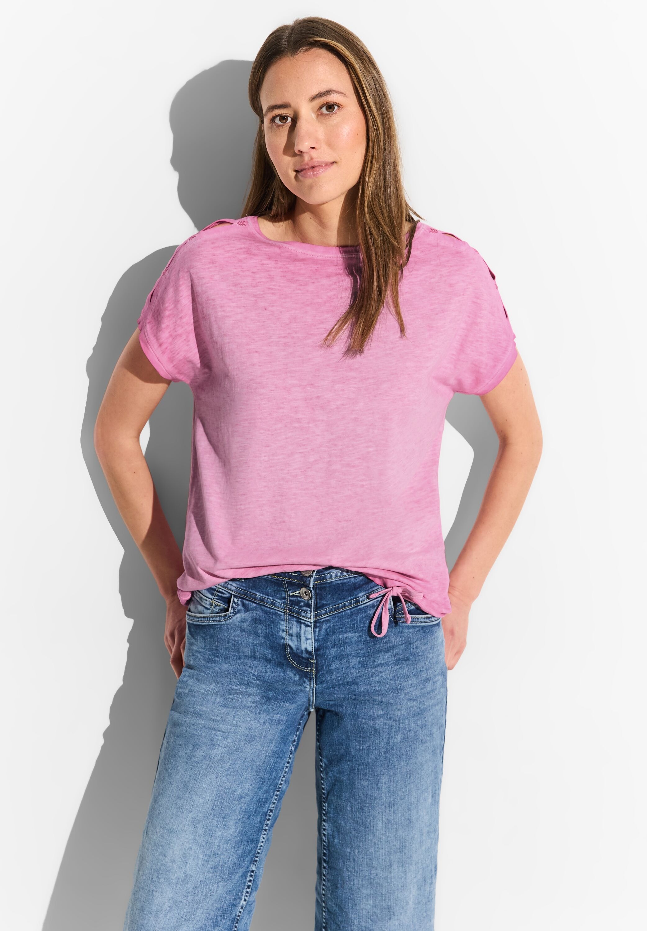 T-Shirt, in Melange Optik
