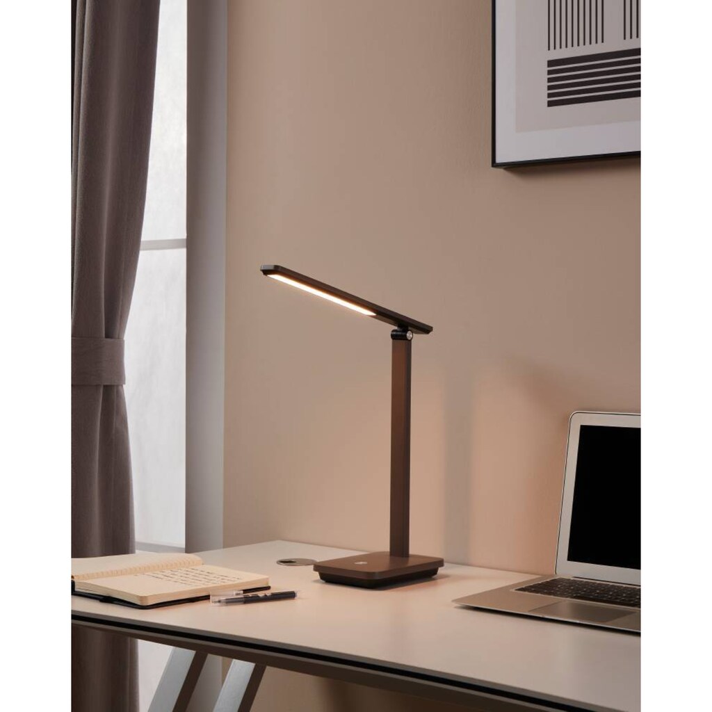 EGLO Tischleuchte »INIESTA«, 1 flammig-flammig, Tischlampe touch dimmbar, USB Ladefunktion, Cappuccino und Schwarz