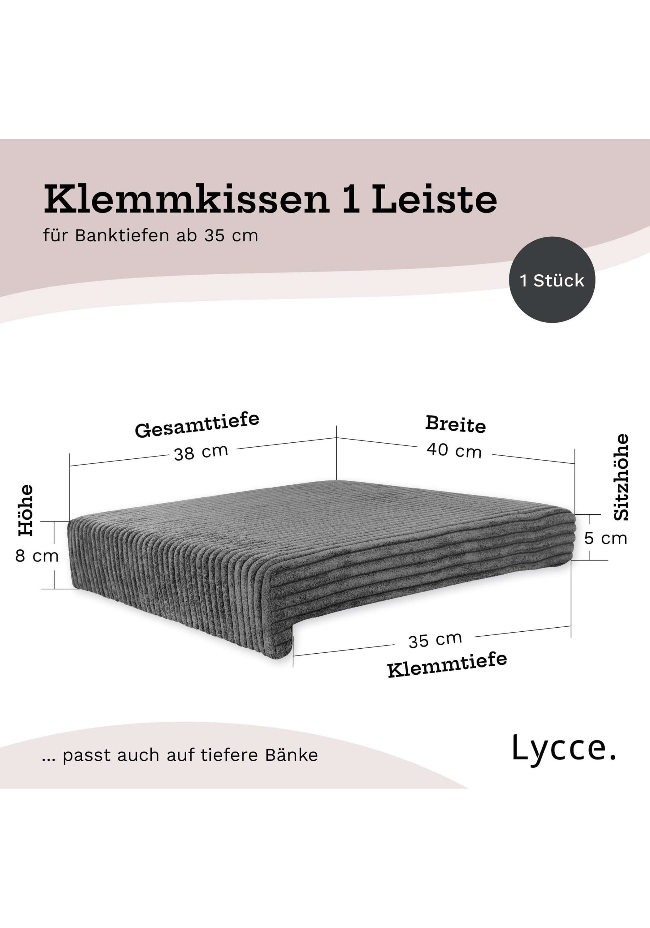 Lycce Bankauflage »Bankauflage Bankauflage Klemmkissen 1 Leiste 1er Pack« 3