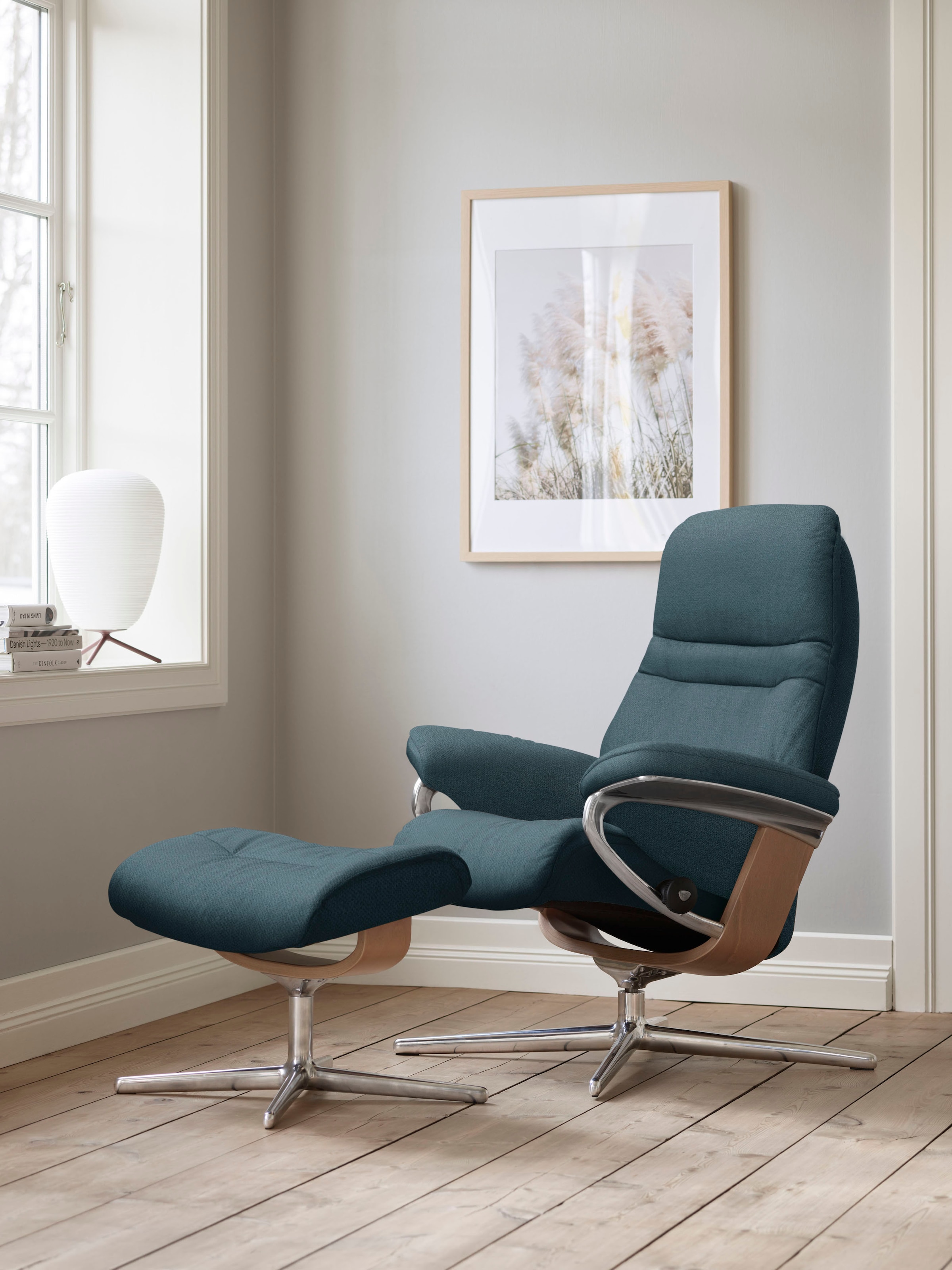 Stressless Fußhocker "Sunrise", mit Cross Base, Größe S, M & L, Holzakzent Eiche