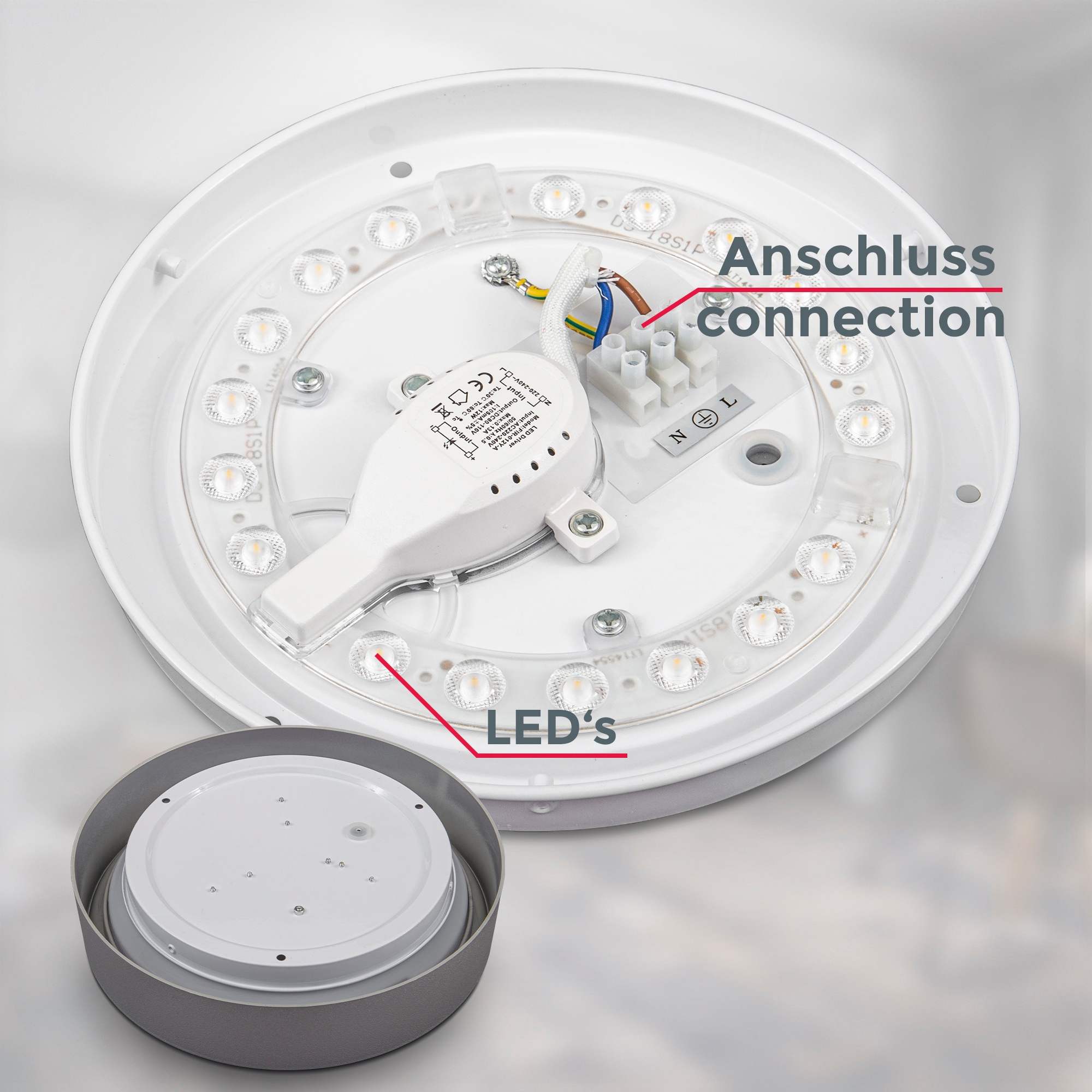 B.K.Licht LED Deckenleuchte,  mit 1 x LED-Platine 12 Watt, 1.200lm,4.000K, nicht dimmbar, Ø 25,00 cm