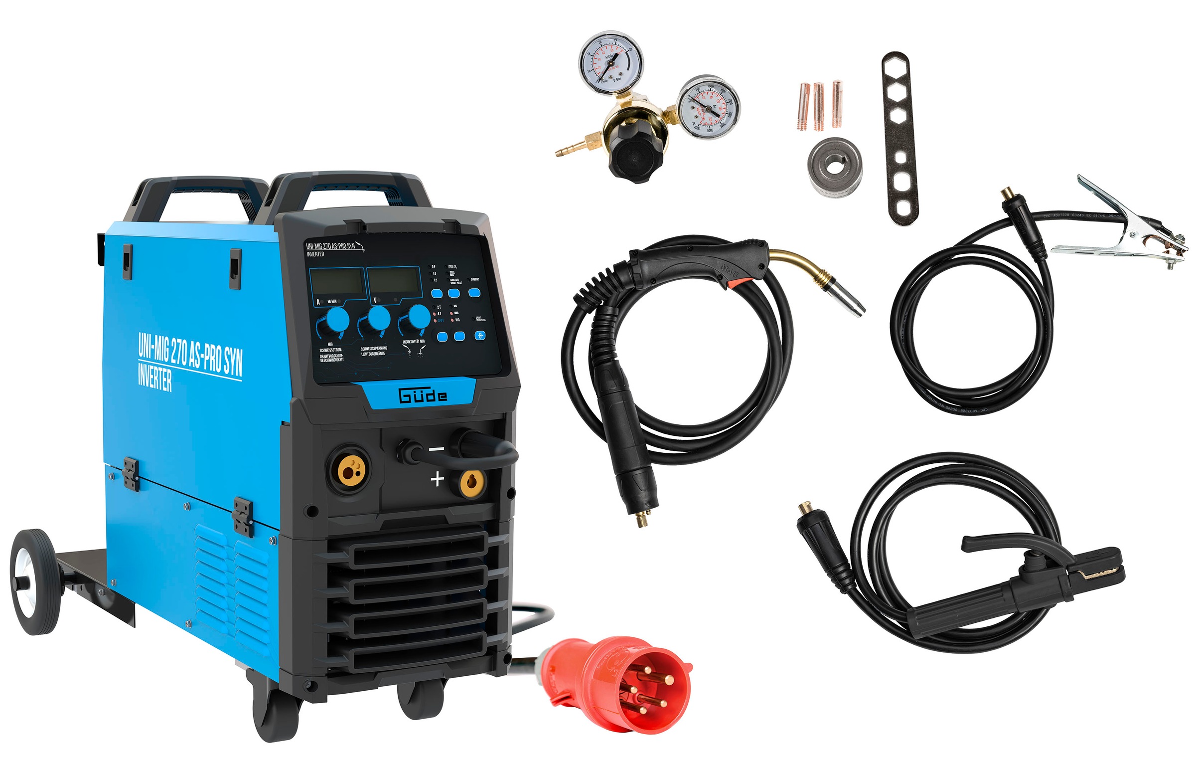 Güde Inverterschweißgerät »Universalschweissgerät »Uni-Mig 270 AS-Pro SYN«« pulverbeschichtetem Stahlblech