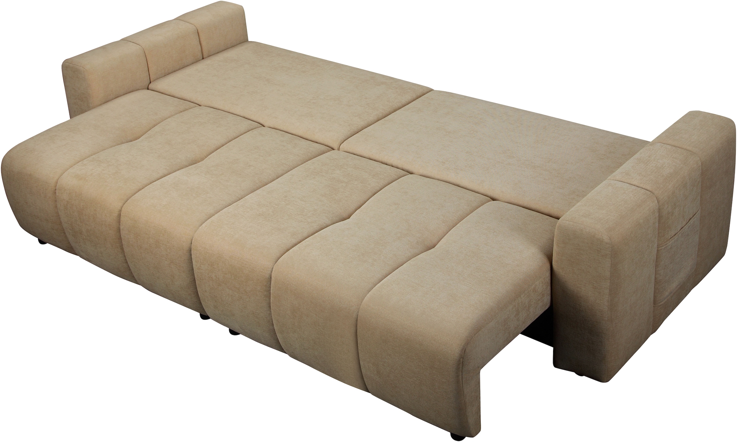 OTTO home Schlafsofa »YLVAA 3-Sitzer, 239cm/Schlafsofa (132/198)-OTTO. Verlässliche Qualität« Tonnentaschen-Federkern, Bettkasten, Feinstruktur weich