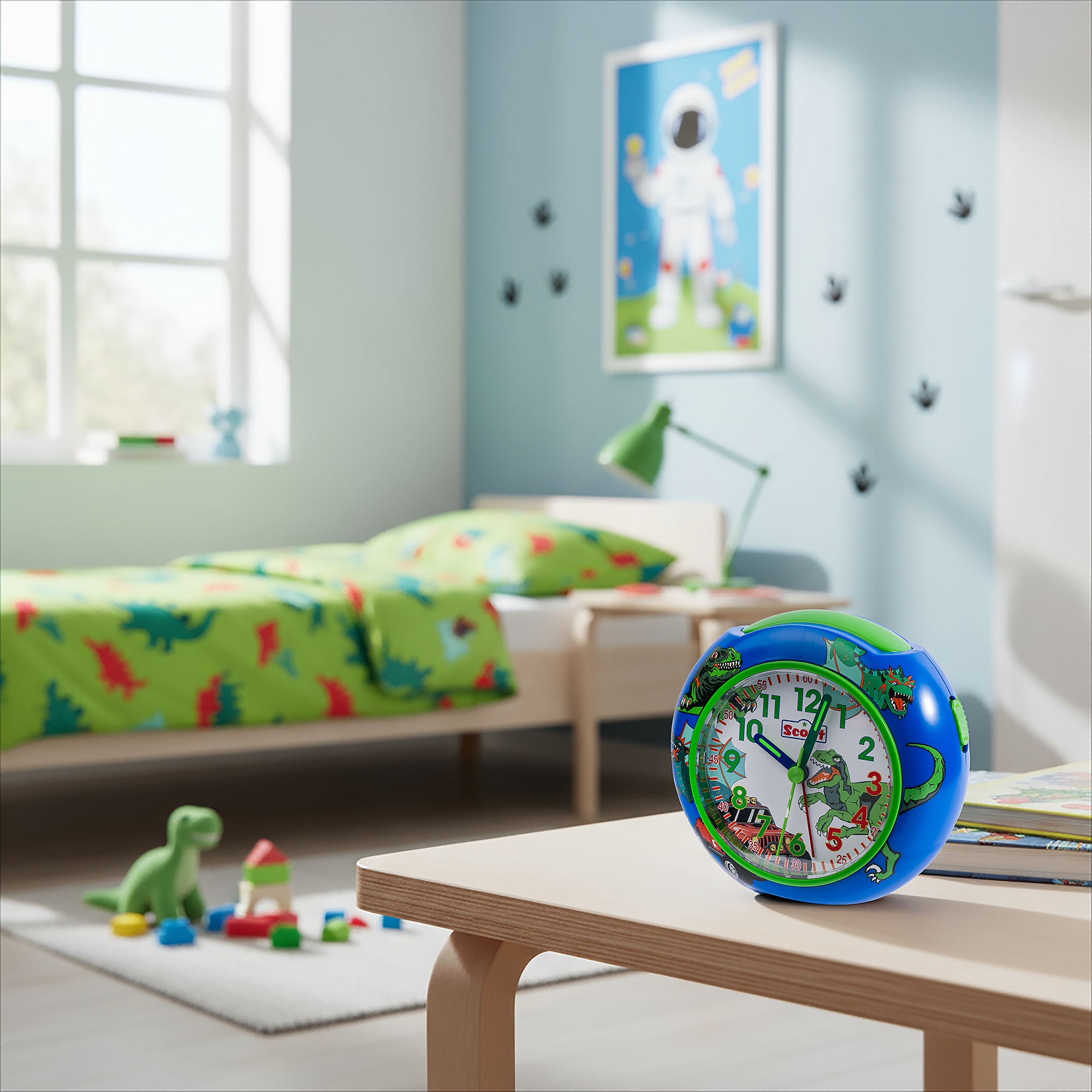 Scout Kinderwecker »Pics« Quarzwecker, Lernwecker, Geschenkidee, Kinderzimmer, Schulanfang, Dino