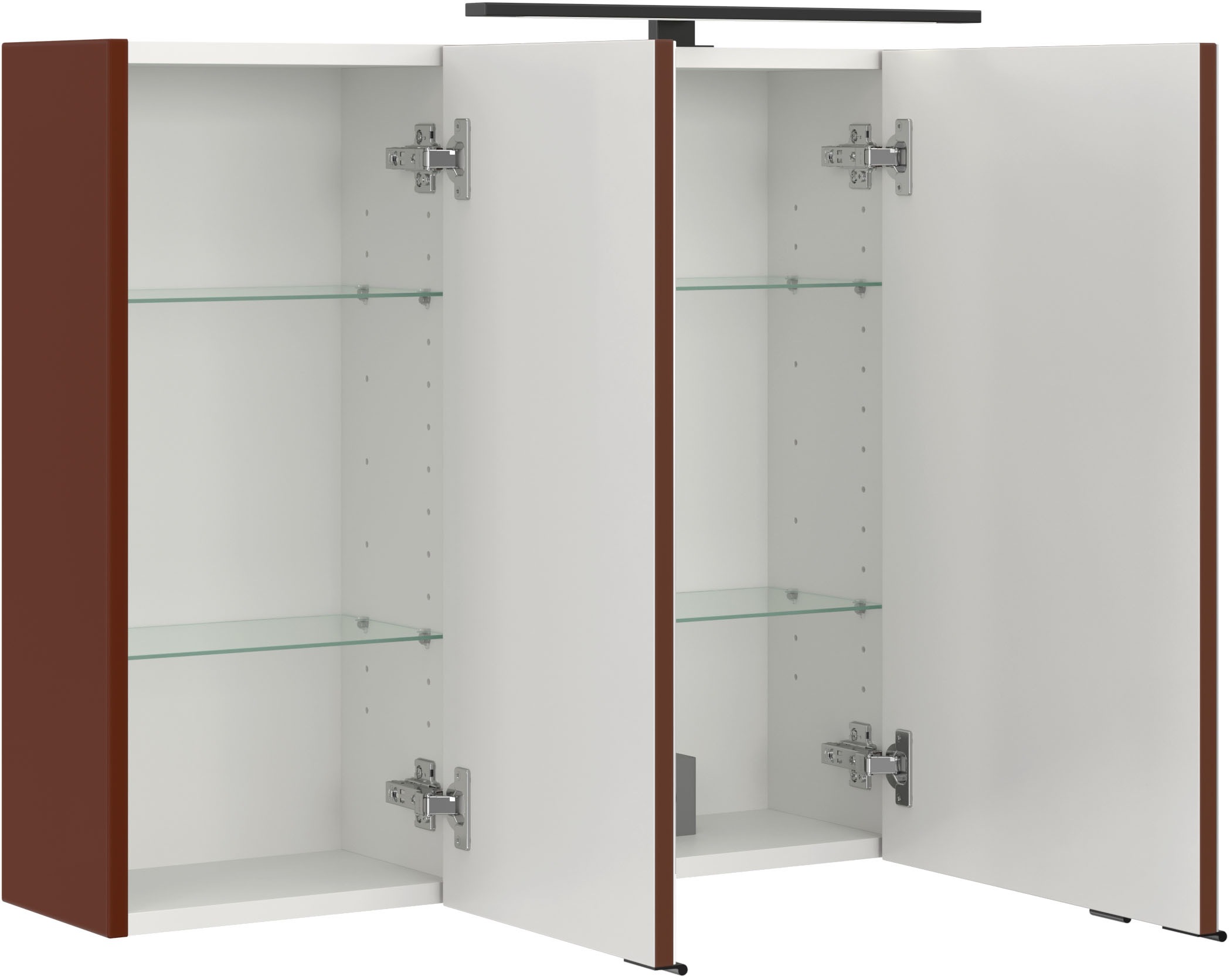 welltime Spiegelschrank »SALVADA, 3D-Spiegelschrank 100 cm, gedämpfte Scharniere, LED-Lampe« Rot, Front und Korpus aus hochwertigen MDF, Anti-Finger-Print