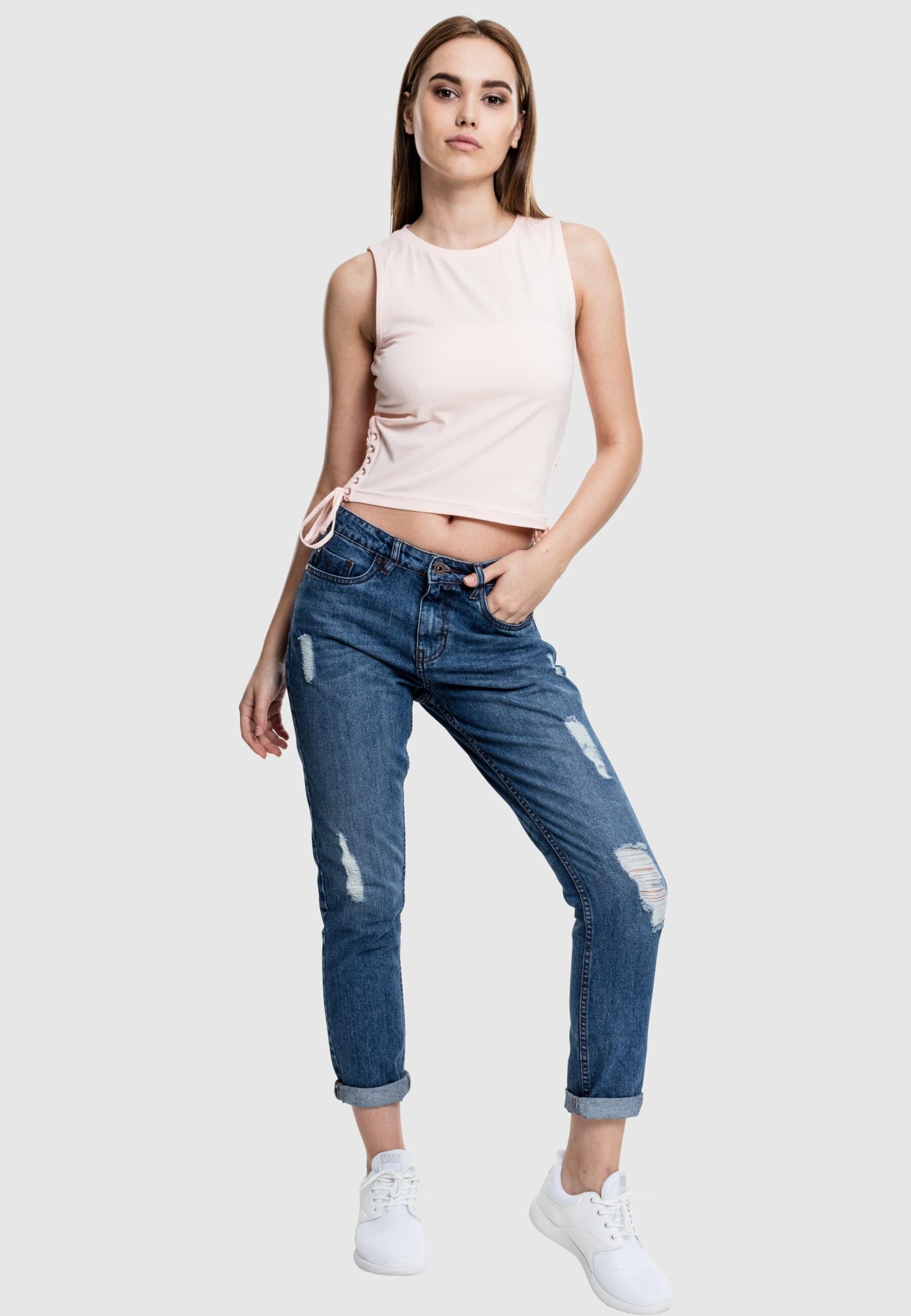 URBAN CLASSICS Muskelshirt »Urban Classics Damen Ladies Lace Up Cropped Top«, (1 tlg.)