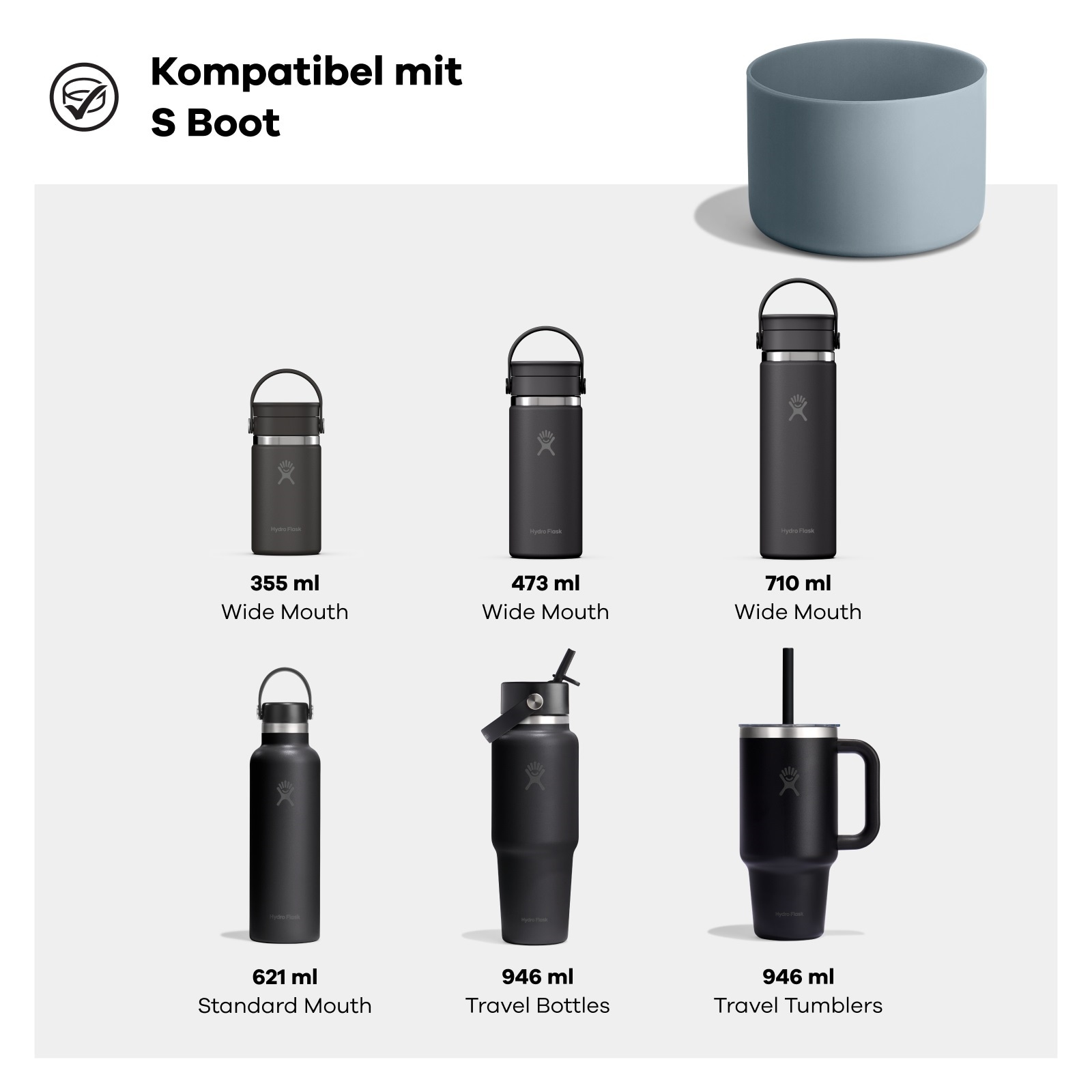 Hydro Flask Flaschenuntersetzer »Small Bottle Boot, abnehmbarer Flachenschutz, Hülle aus Silikon« passend für Wide und Standard Mouth Flaschen 12-24 oz (355-710 ml)