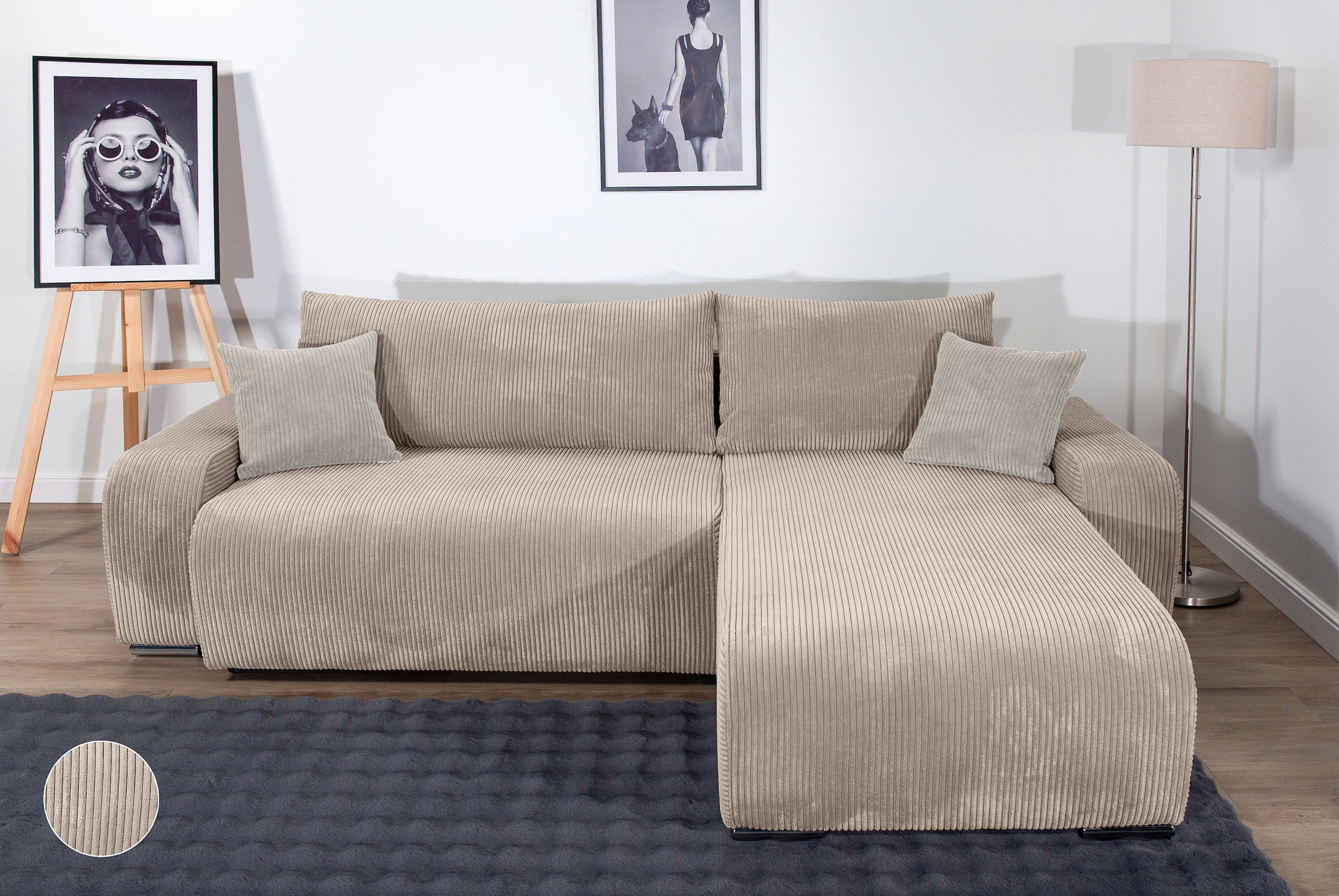 COLLECTION AB Ecksofa "Pia, L-Form, Breite 237 cm, mit Schlaffunktion" inkl günstig online kaufen