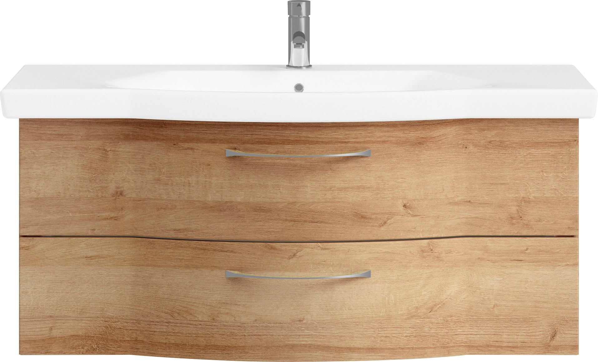 Saphir Badmöbel-Set »6005 Sprint 4-teilig, Keramik-Waschtisch mit LED-Spiegelschrank«, (5 St.), Unterschrank, Midischrank, inkl. Türdämpfer, 5 Türen, 5 Schubladen