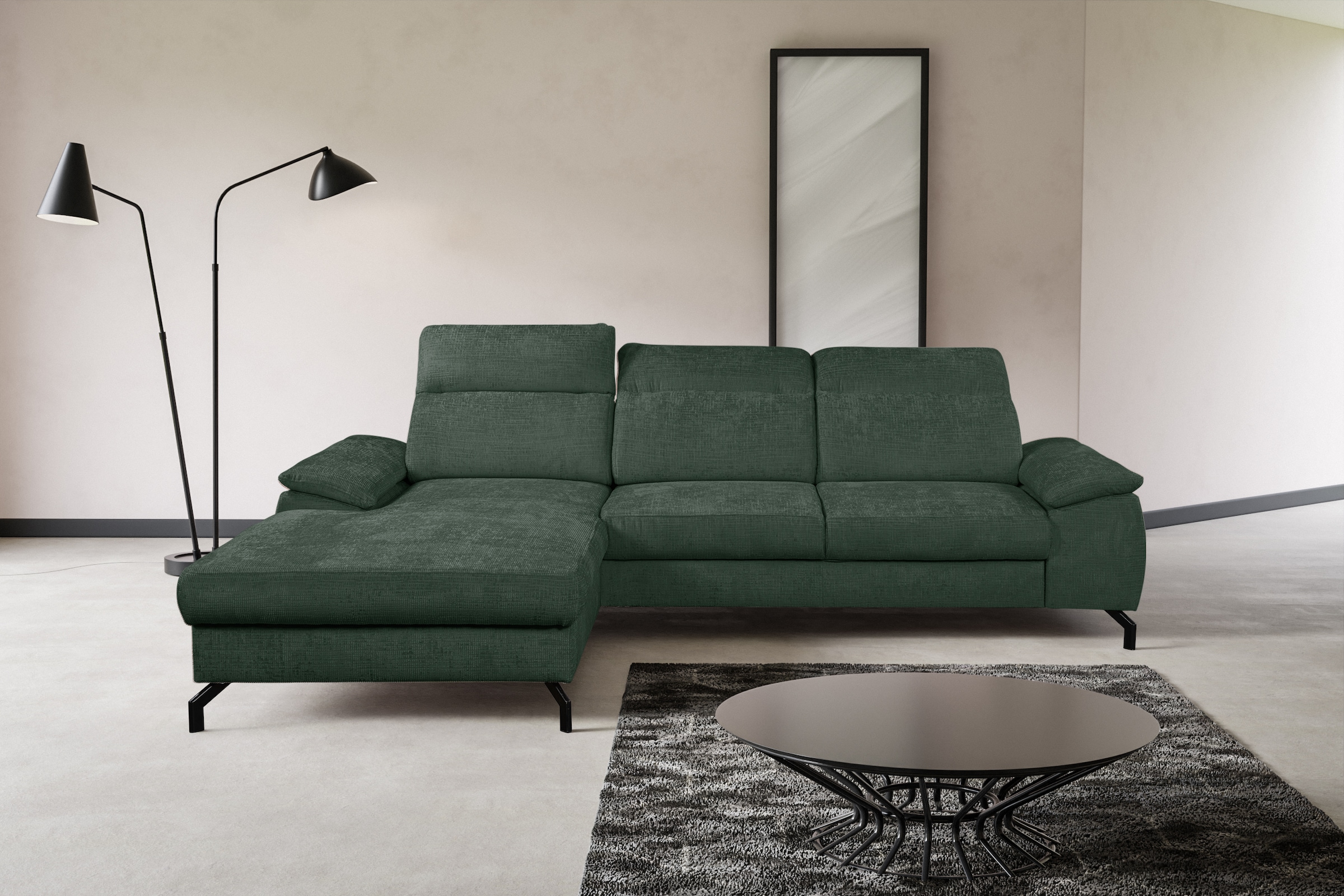 Ecksofa »Panama L-Form«, Modernes Sofa mit Schlaffunktion, Bettkasten, Kopfteile...