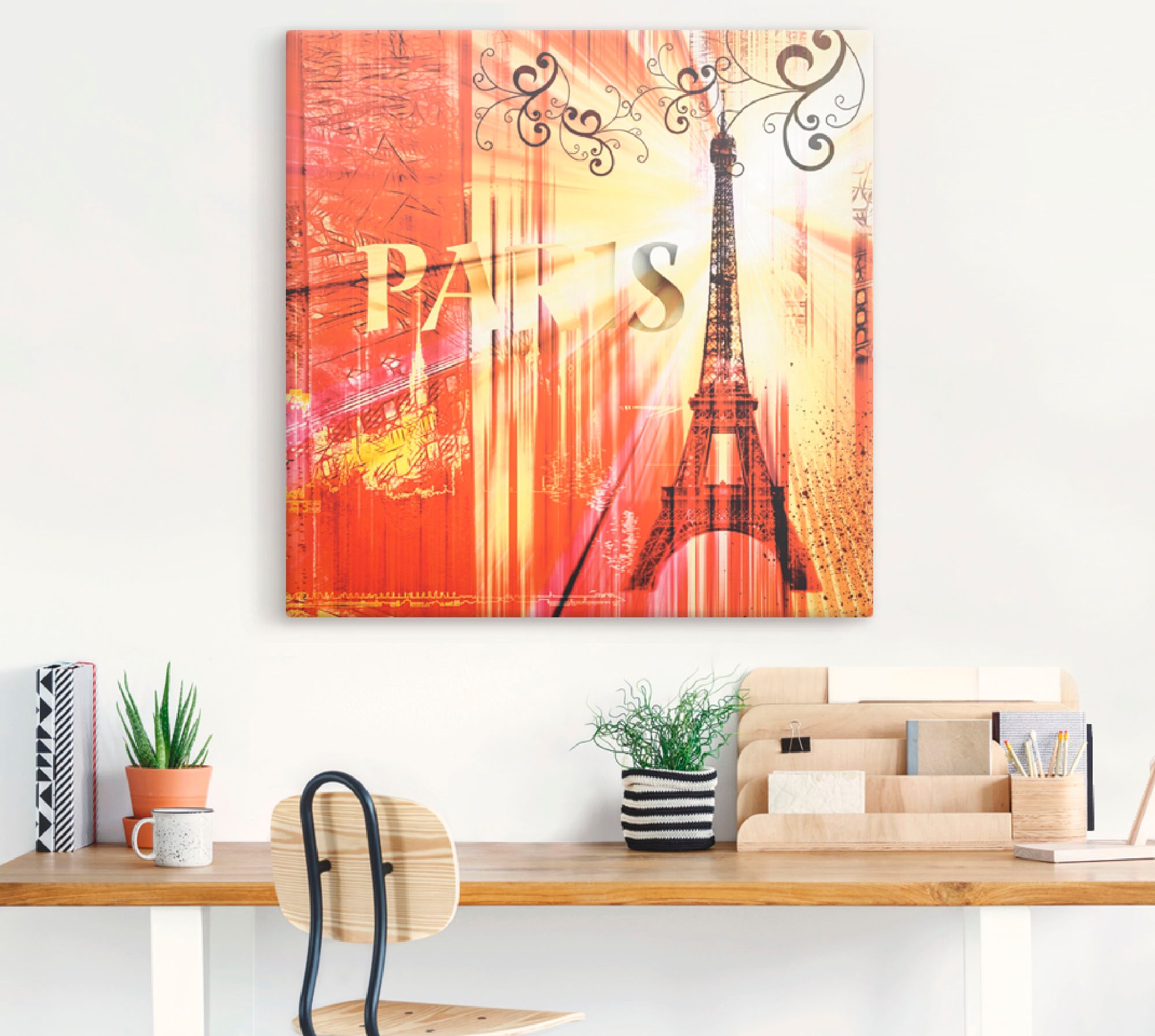 Artland Leinwandbild »Paris Skyline Collage III«, Architektonische Elemente, (1 St.), auf Keilrahmen gespannt