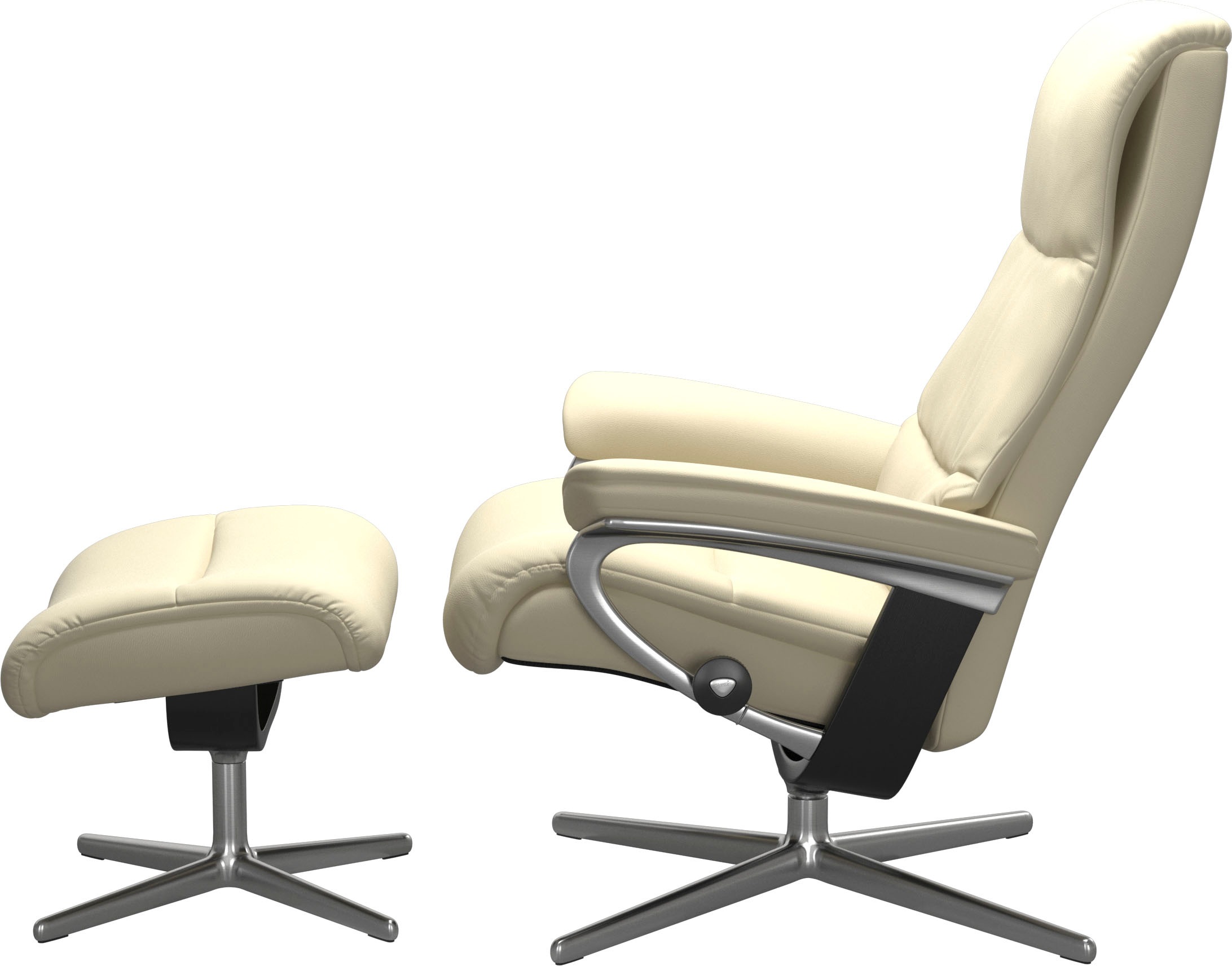 Thumbnail - Stressless Relaxsessel "View" Set, Relaxsessel mit Hocker, mit Hocker, mit Cross Base, Größe S, M & L, Holzakzent Schwar...