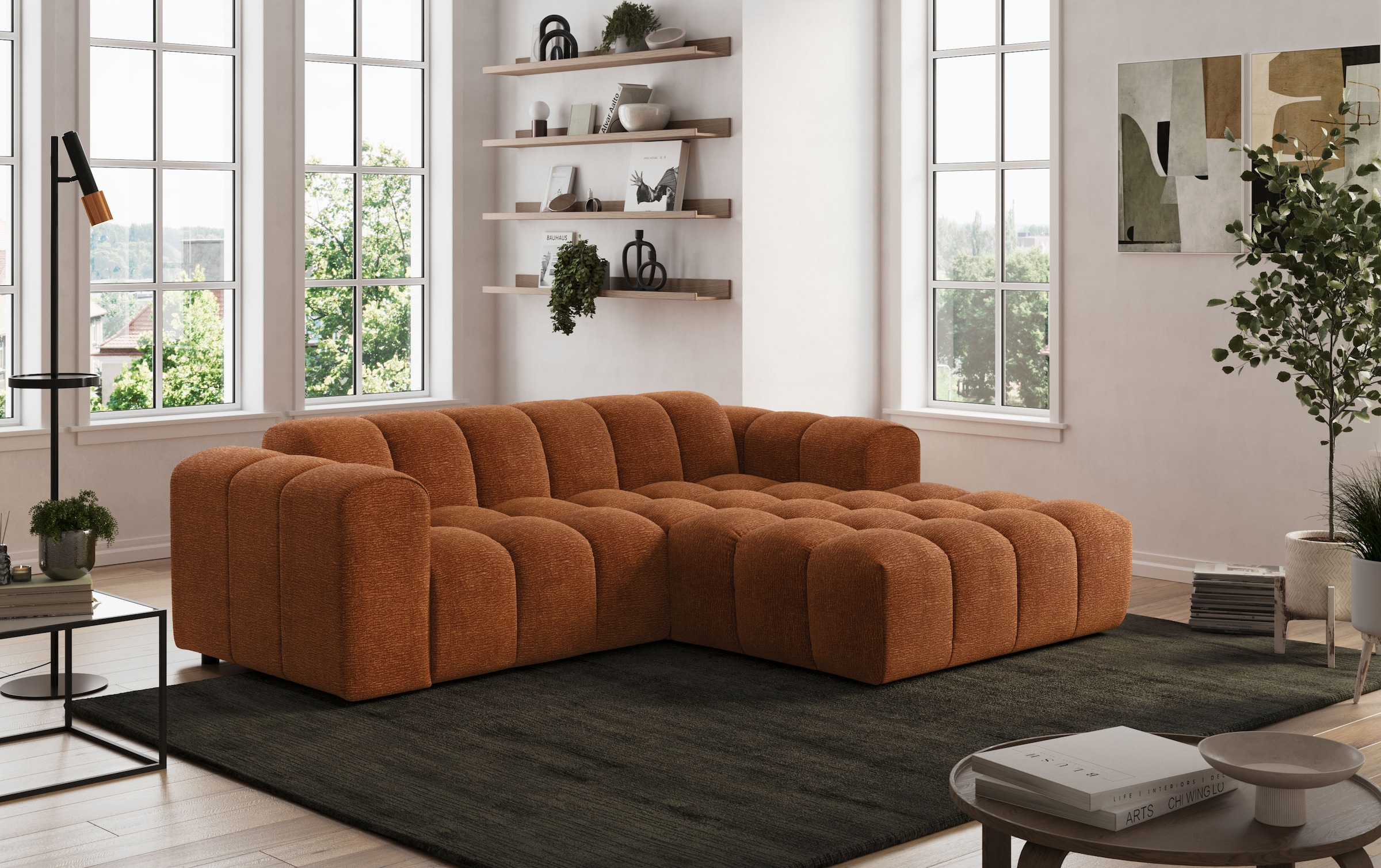 COTTA Ecksofa "Rocco L-Form, B: 248 cm, modernes Bubble-Sofa, großzügiger Sitzkomfort" Wohnlandschaft-Charakter, frei stellbar, modernes Design