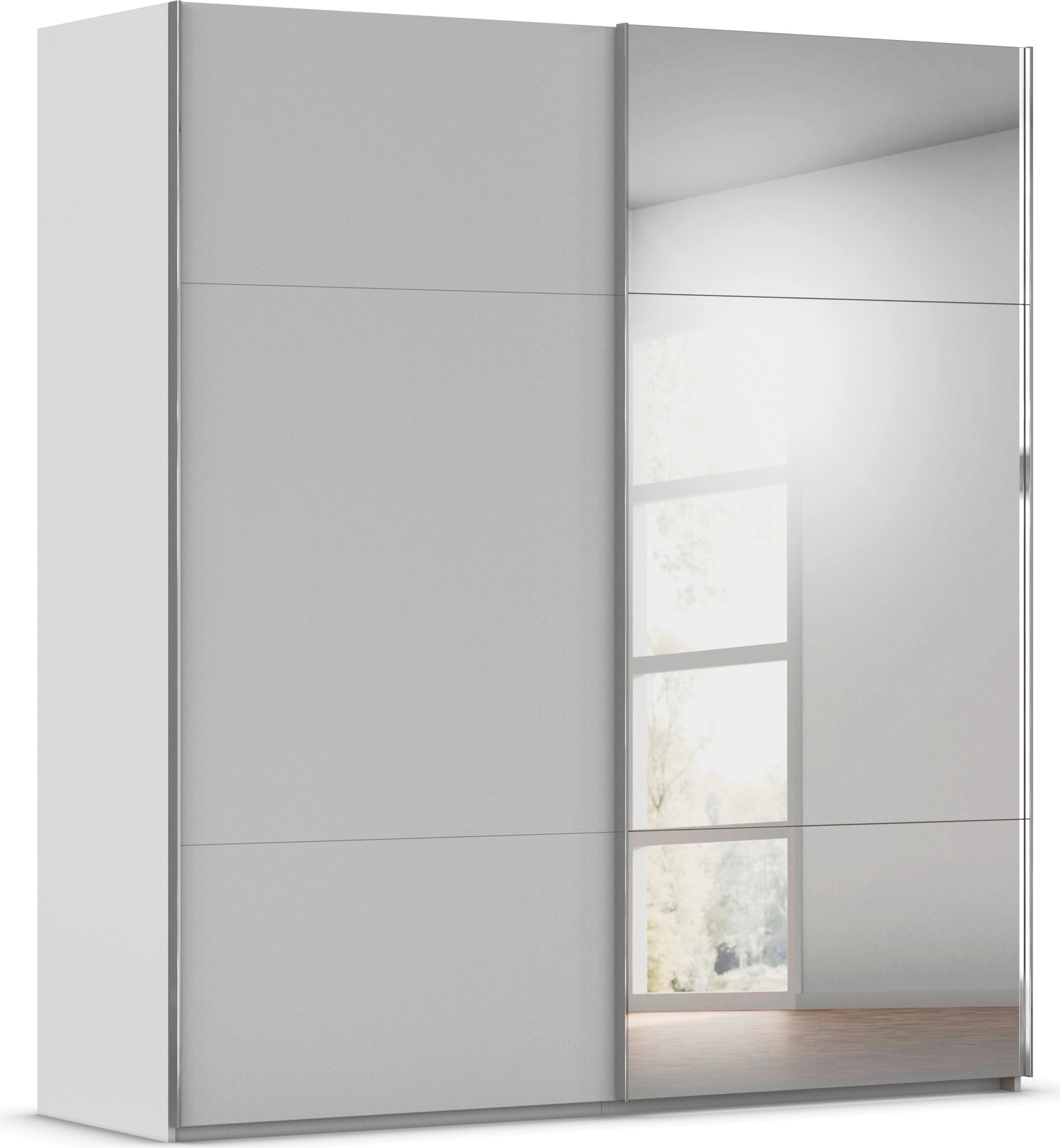 rauch Schwebetürenschrank "Kleiderschrank Schrank Garderobe Schlafzimmerschrank CONTIDO" 3 verschiedene Ausstattungen BASIC/CLASSIC/PREMIUM (inkl. SOFT-CLOSE), aus hochwertigem Material in 6 Breiten 2 Griff-Farben MADE IN GERMANY