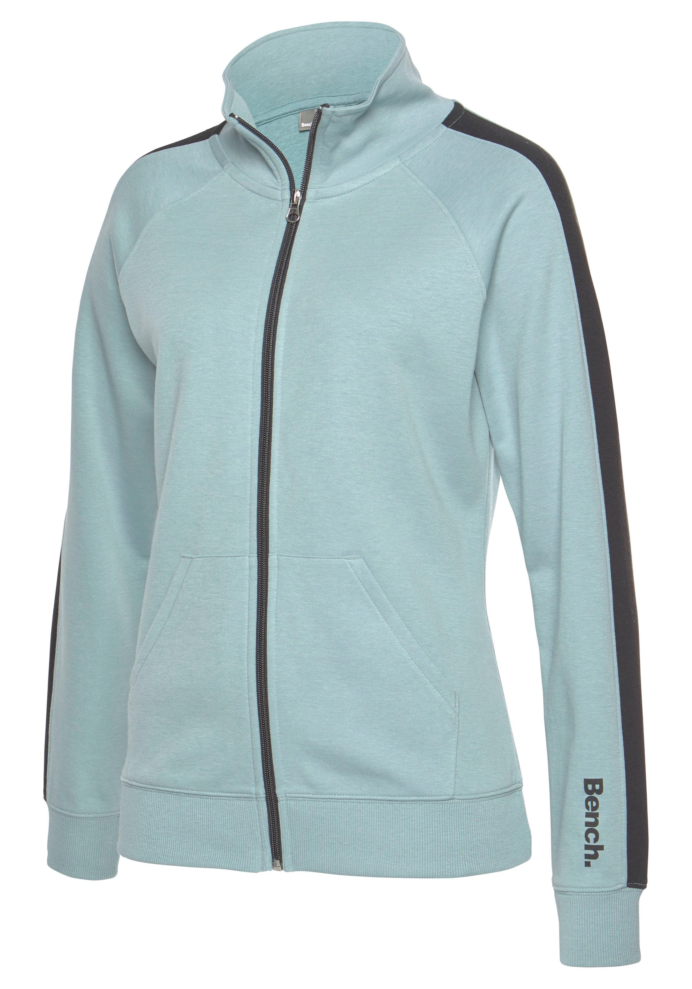 Bench. Loungewear Sweatjacke, mit Seitenstreifen und Stehkragen, Loungewear