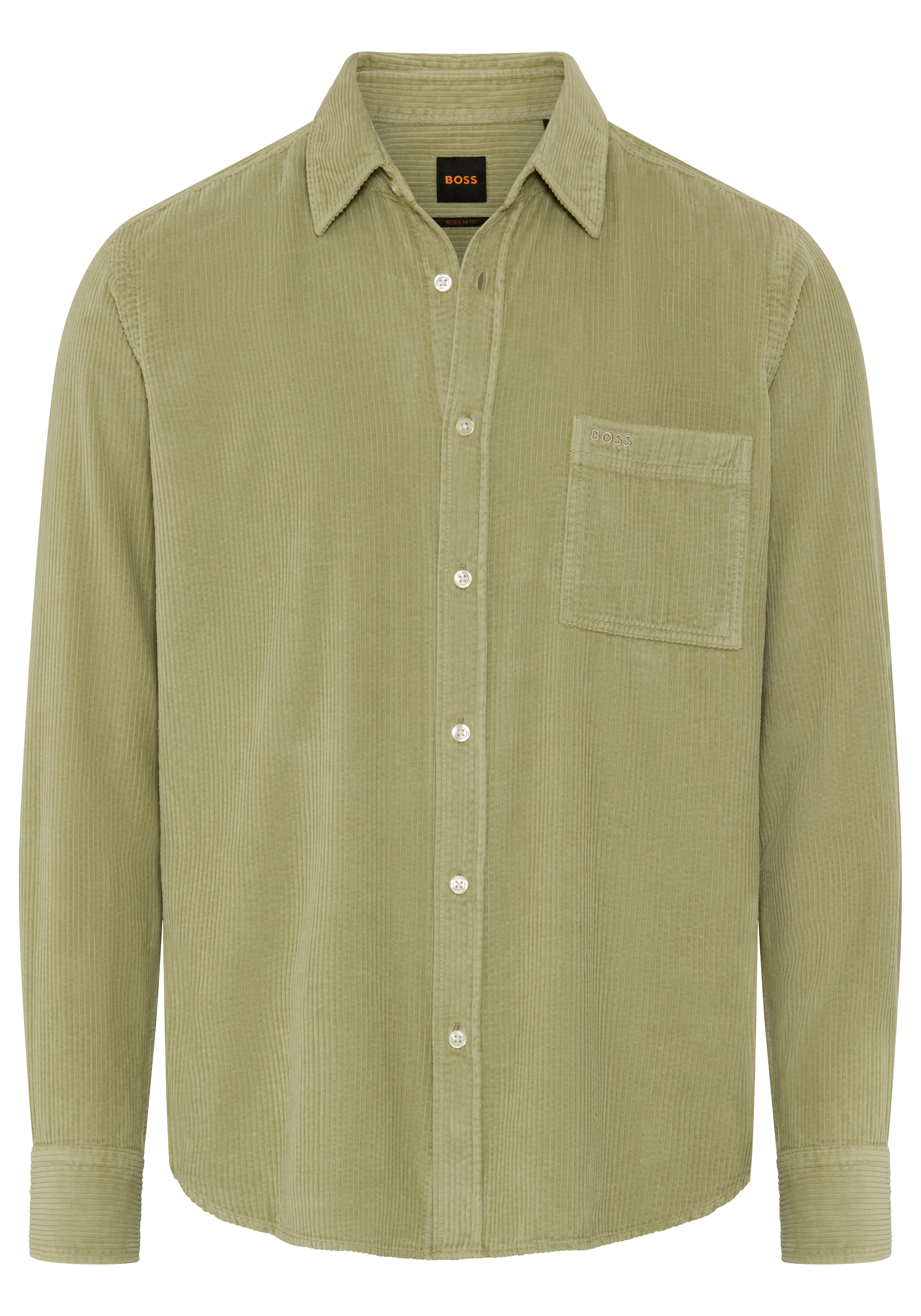 BOSS ORANGE Langarmhemd "Relegant 6 M" aus weichem Cord, Regular Fit, Logo-Stickerei