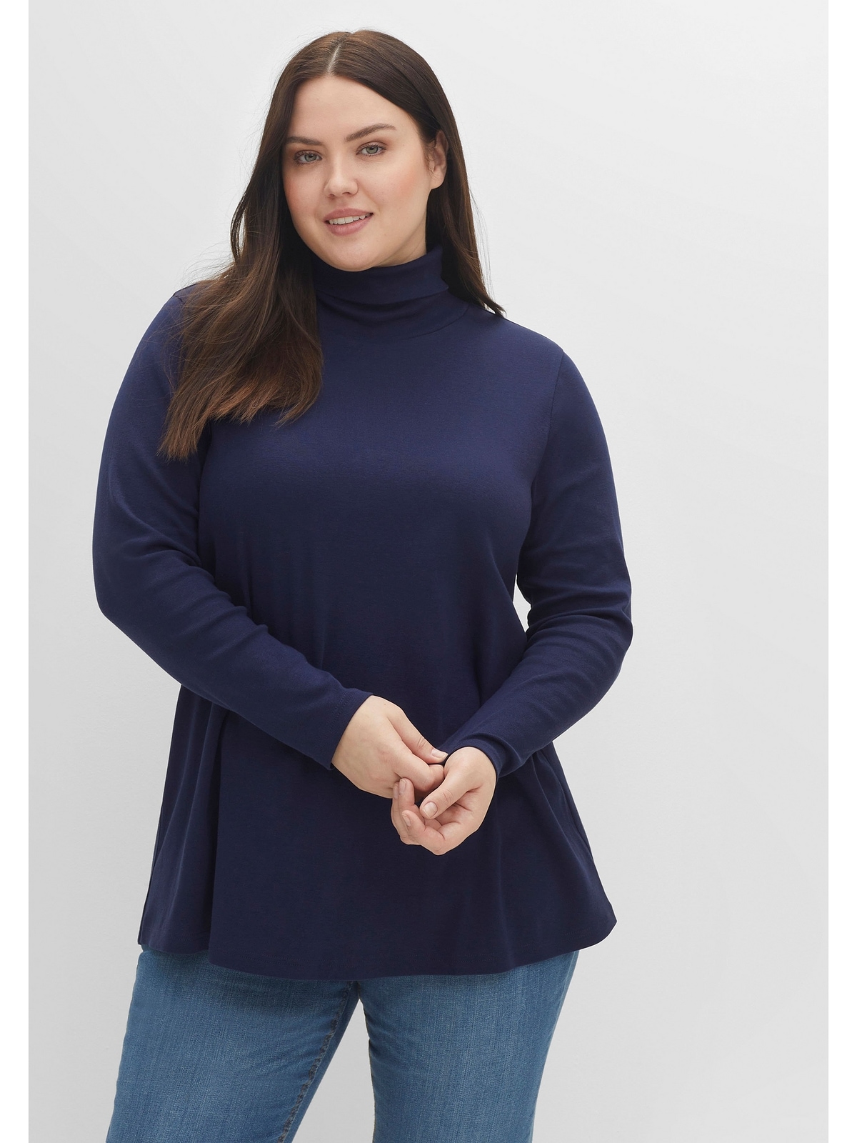 Sheego Langarmshirt »Große Größen«, mit Rollkragen, in A-Linie für kaufen |  BAUR | V-Shirts