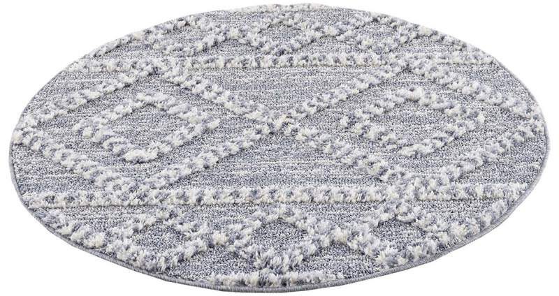 Carpet City Hochflor-Teppich »Focus 3022«, rund, 20 mm Höhe, Boho-Teppich, Hochtief-Muster/ 3D-Effekt, für Wohnzimmer, Schlafzimmer