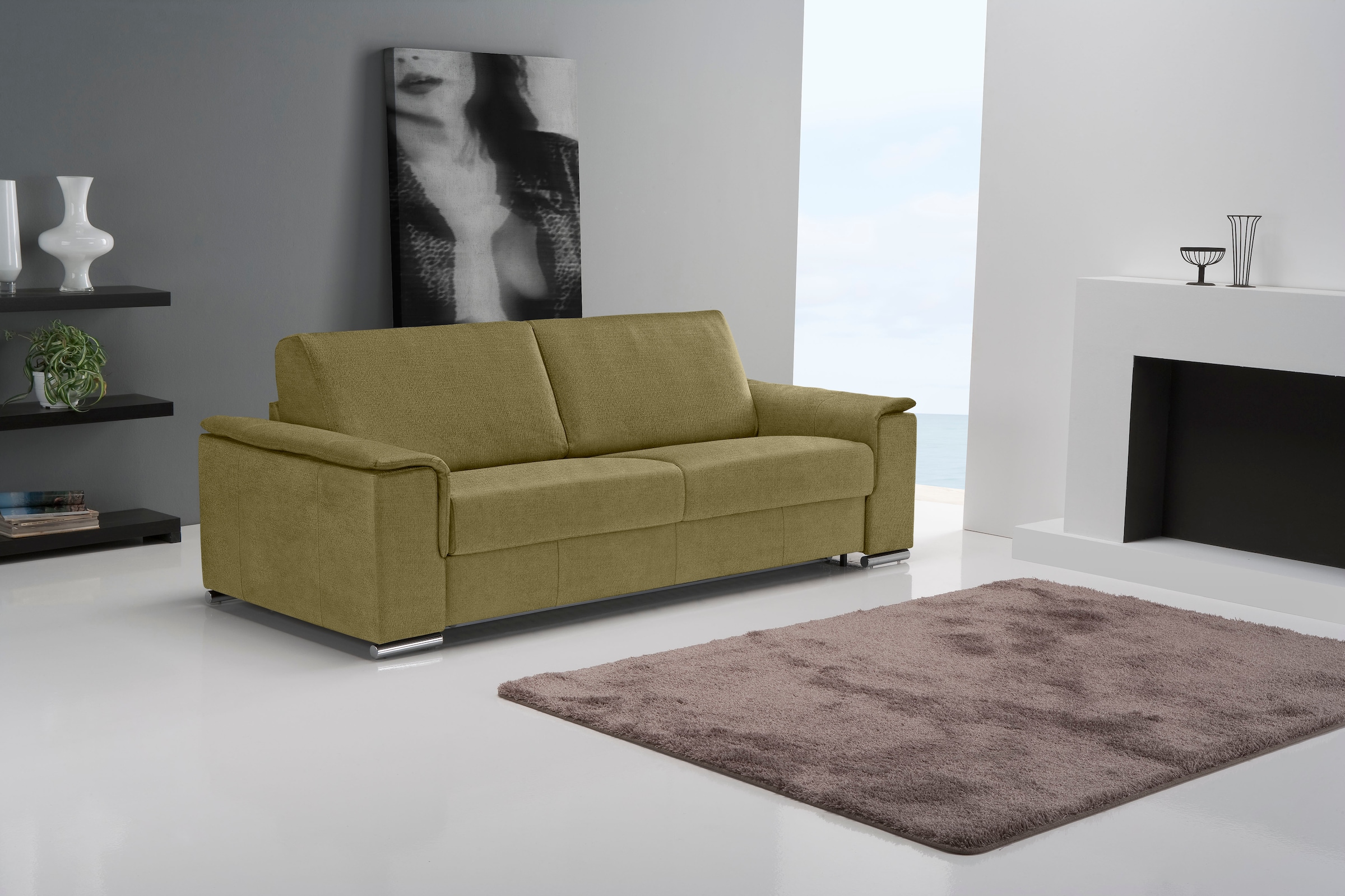 Egoitaliano Schlafsofa »Cecilia, modern & elegant, erstklassiger Sitzkomfort, Dauerschläfer«, inkl. Matratze und hochwertigem Metallbettrahmen, toller Schlafkomfort