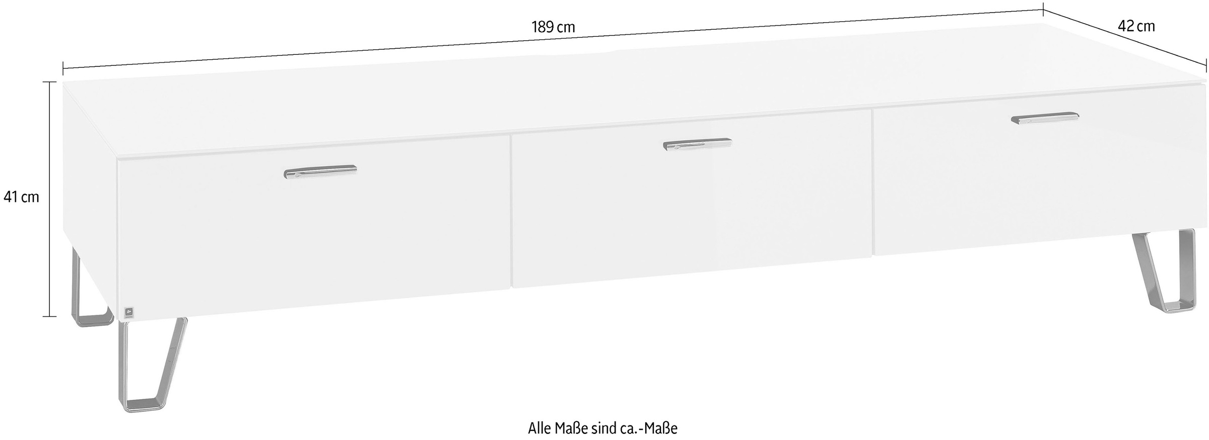 LEONARDO TV-Bank »Cube«, mit Sicherheitsglas und edlem MDF Holz, Breite 189 cm