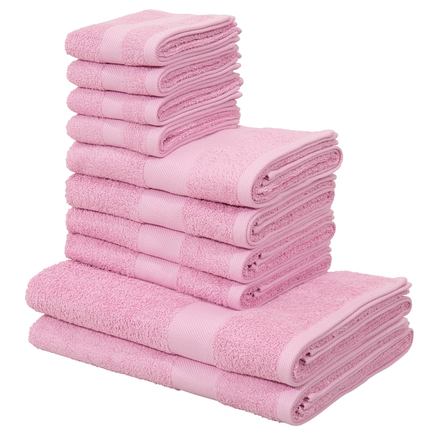 my home Handtuch Set »Melli«, Set, 10 tlg., Walkfrottee, Handtuchset in  dezenten Farben, 100% Baumwoll-Handtücher auf Rechnung | BAUR