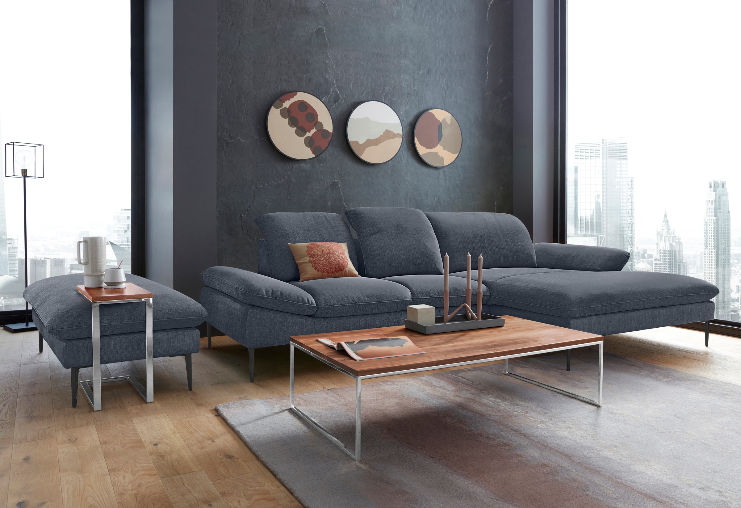 W.SCHILLIG Ecksofa »enjoy&MORE, Designsofa, elegant und bequem, L-Form«, Sitztiefenverstellung, Füße schwarz pulverbeschichtet, Breite 310 cm