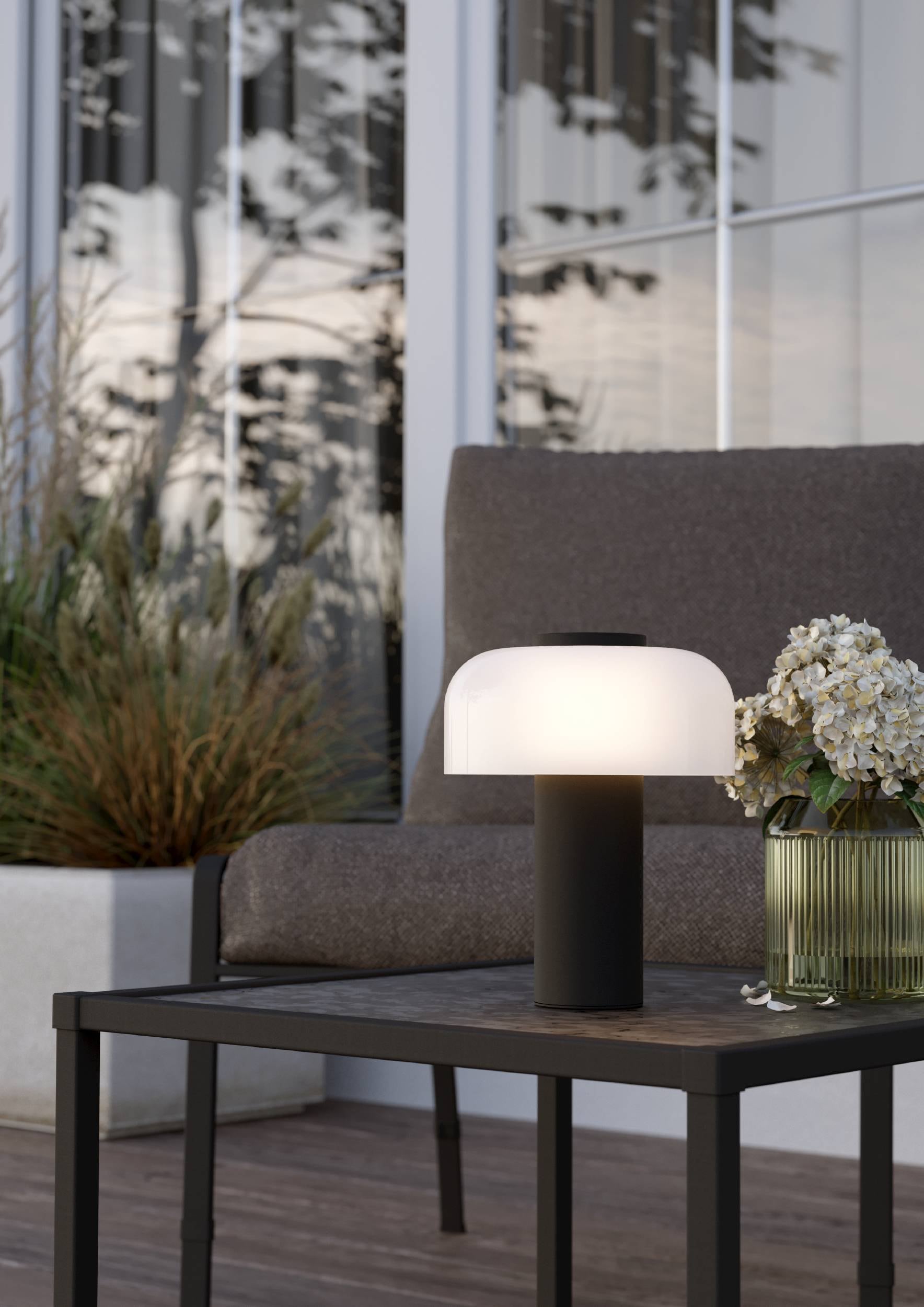 EGLO Tischleuchte »Ponente Tischlampe, Nachtischlampe aus Metall und Glas, Lampe, IP44« LED-Modul 1 Stk. Kaltweiß | Neutralweiß | Warmweiß Tischleuchte - H20 x Ø16 cm - schwarz - 2,25W inkl.