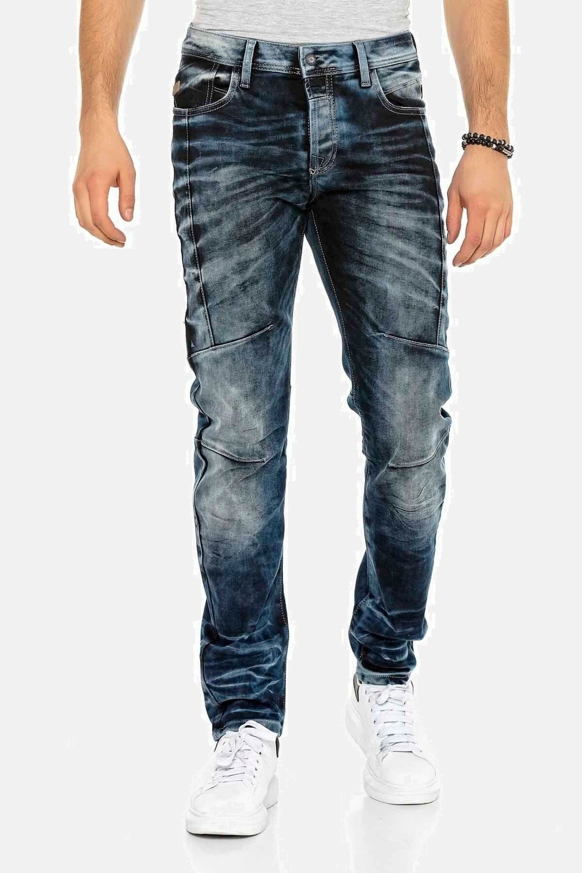 Cipo & Baxx Tapered-fit-Jeans "Jeans", mit cooler Waschung und Ziernähten, CD-286