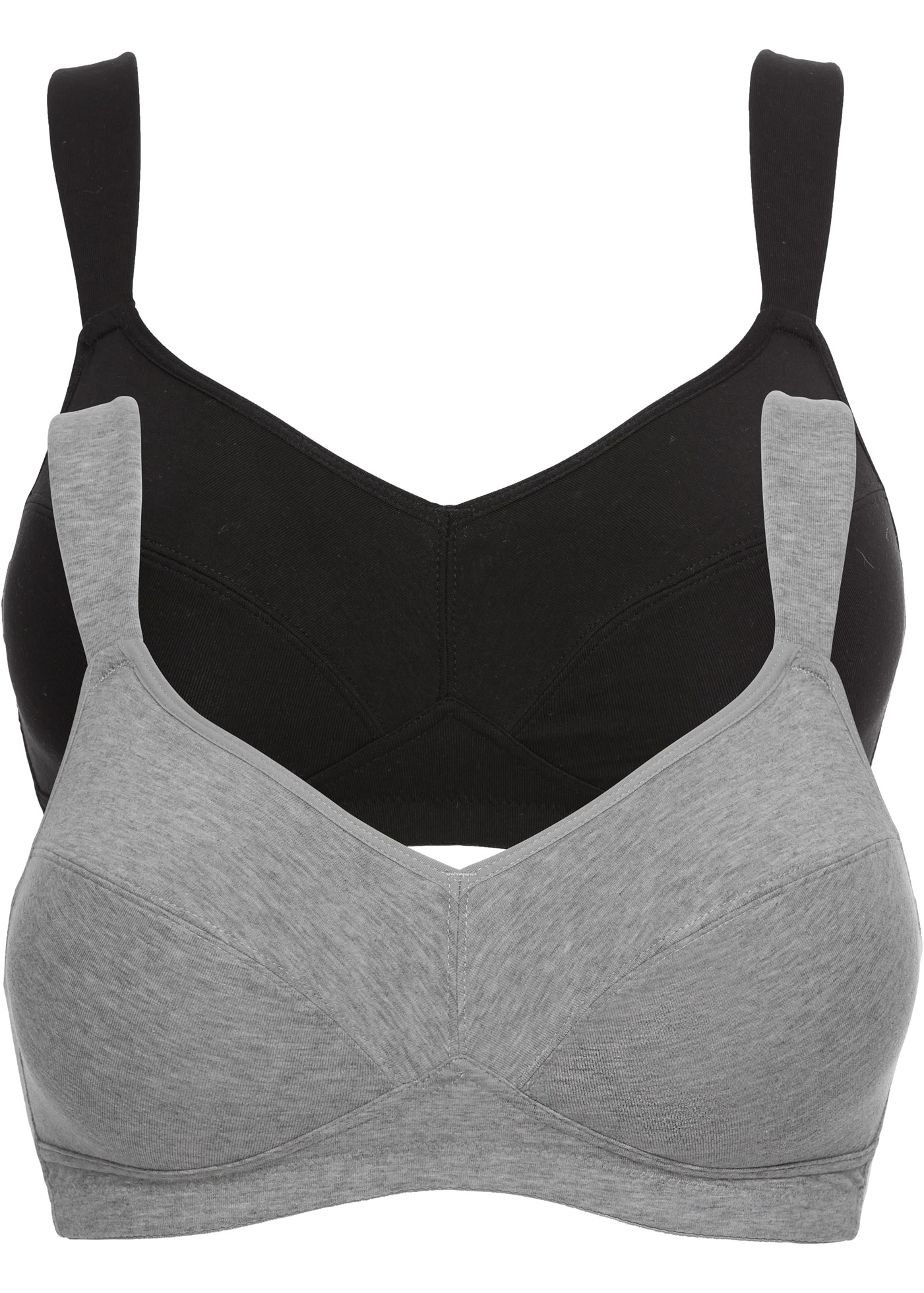 BONPRIX Damen Bügel-BH "BH ohne Bügel mit Baumwolle (2er Pack)", Gr. 110, schwarz, Obermaterial: 95% Baumwolle, 5% Elasthan. Futter: 100% Baumwolle,