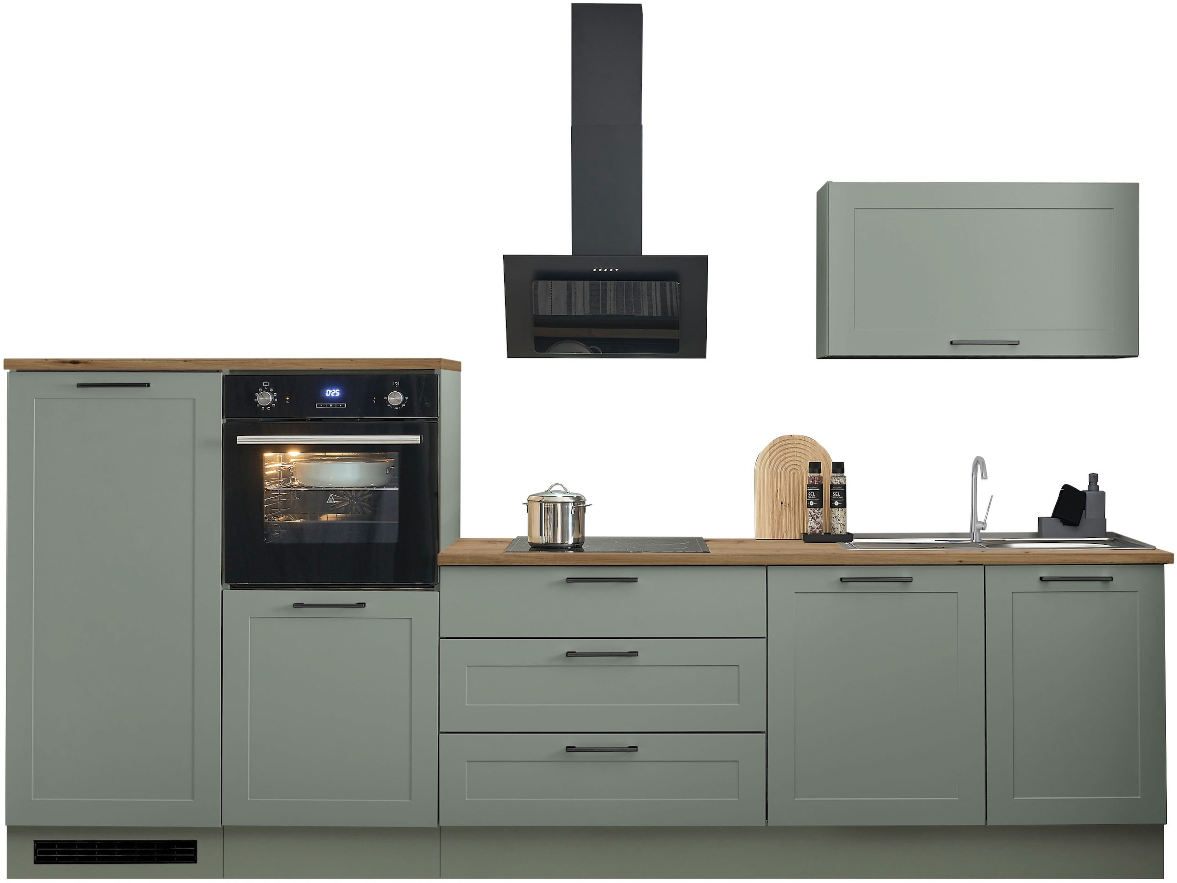 BASIC by Balculina Küchenzeile »Marsi«, Breite 320 cm, höhenverstellbare Füße, mit Soft-Close-Funktion