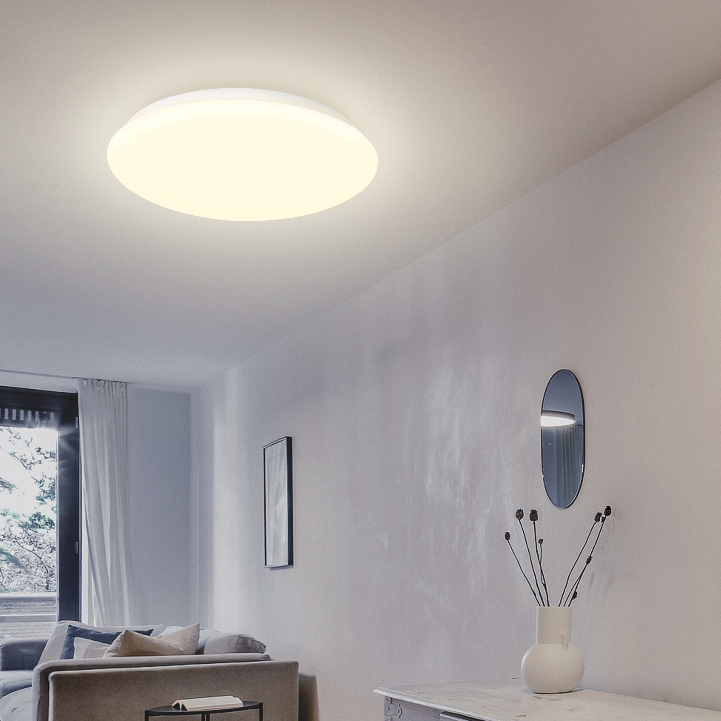 näve LED Deckenleuchte »Mesa« LED-Modul 1 Stk. Neutralweiß weiß, inkl. HF-Bewegungsmelder, inkl. Driver, LED neutralweiß, D: 28cm