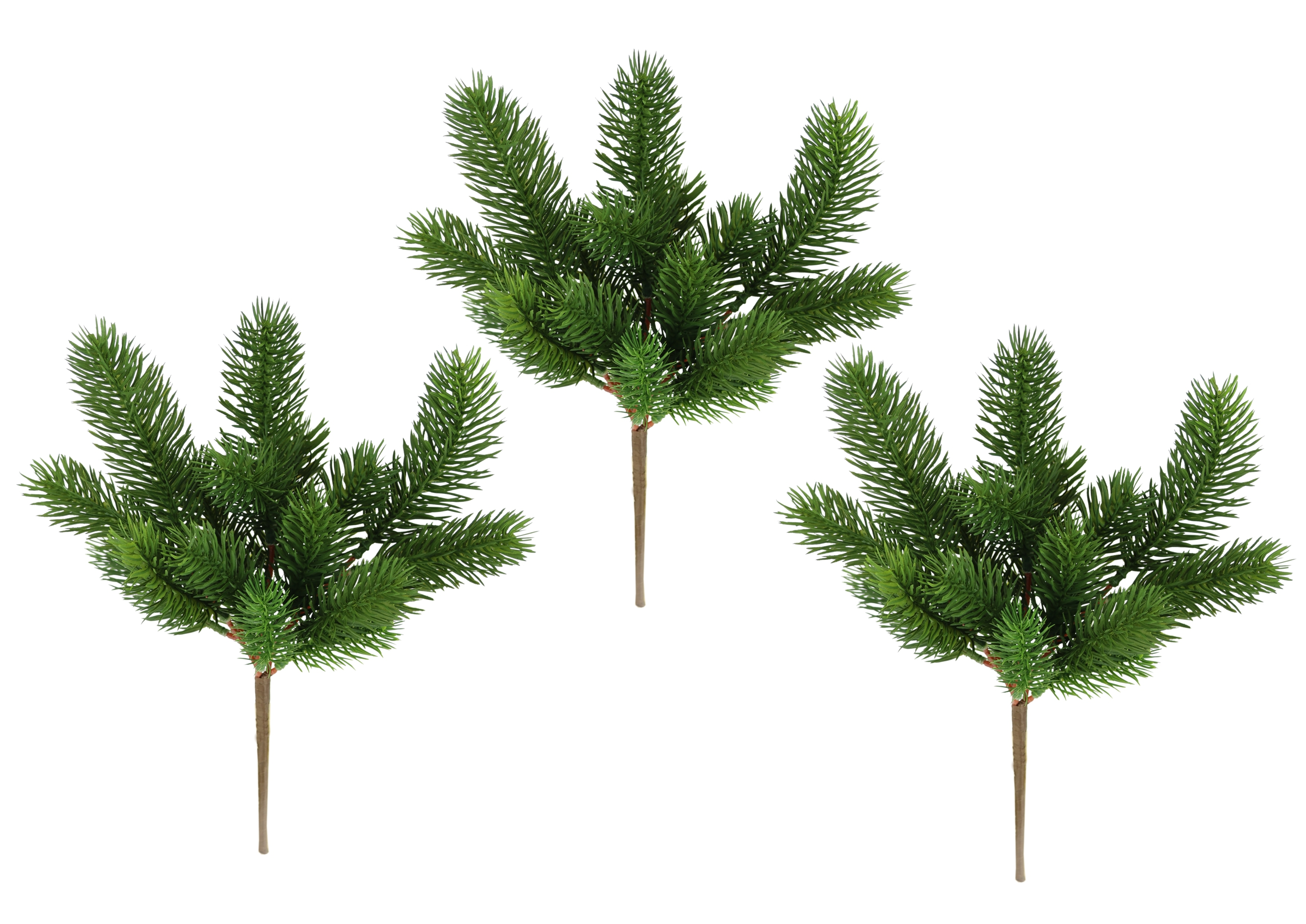 I.GE.A. Kunstzweig "Tannenzweige" 3er Set Künstlicher Tannenbund Adventskranz Weihnachtsdeko Kunstblume
